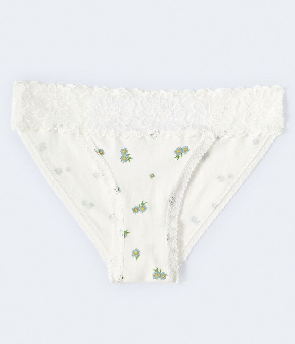 Tiny Floral Lace-Trim Bikini
