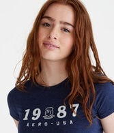 Aero-USA 1987 Crest Glitter Appliqué Graphic Tee