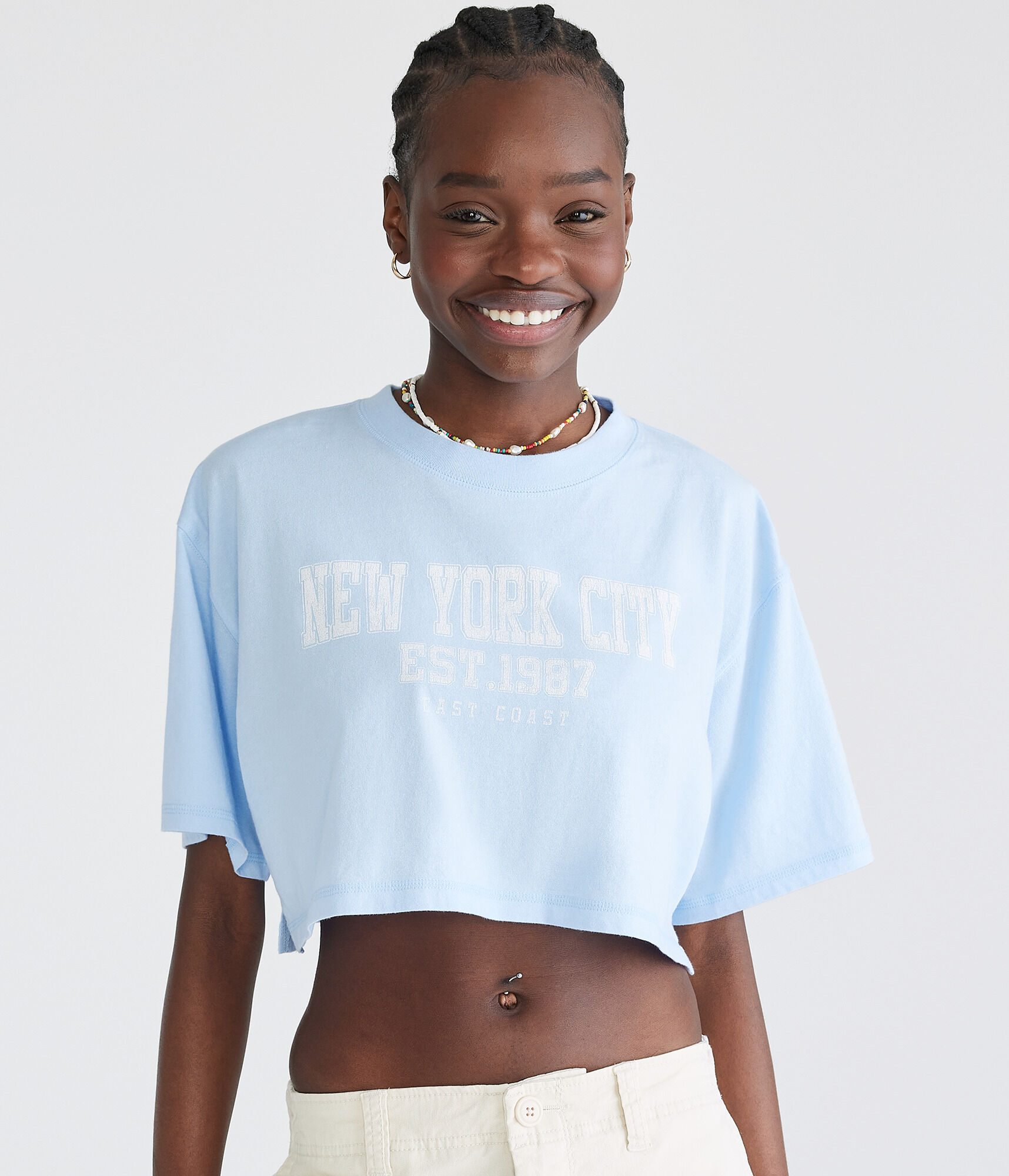 New York City Cropped Boyfriend Graphic Tee