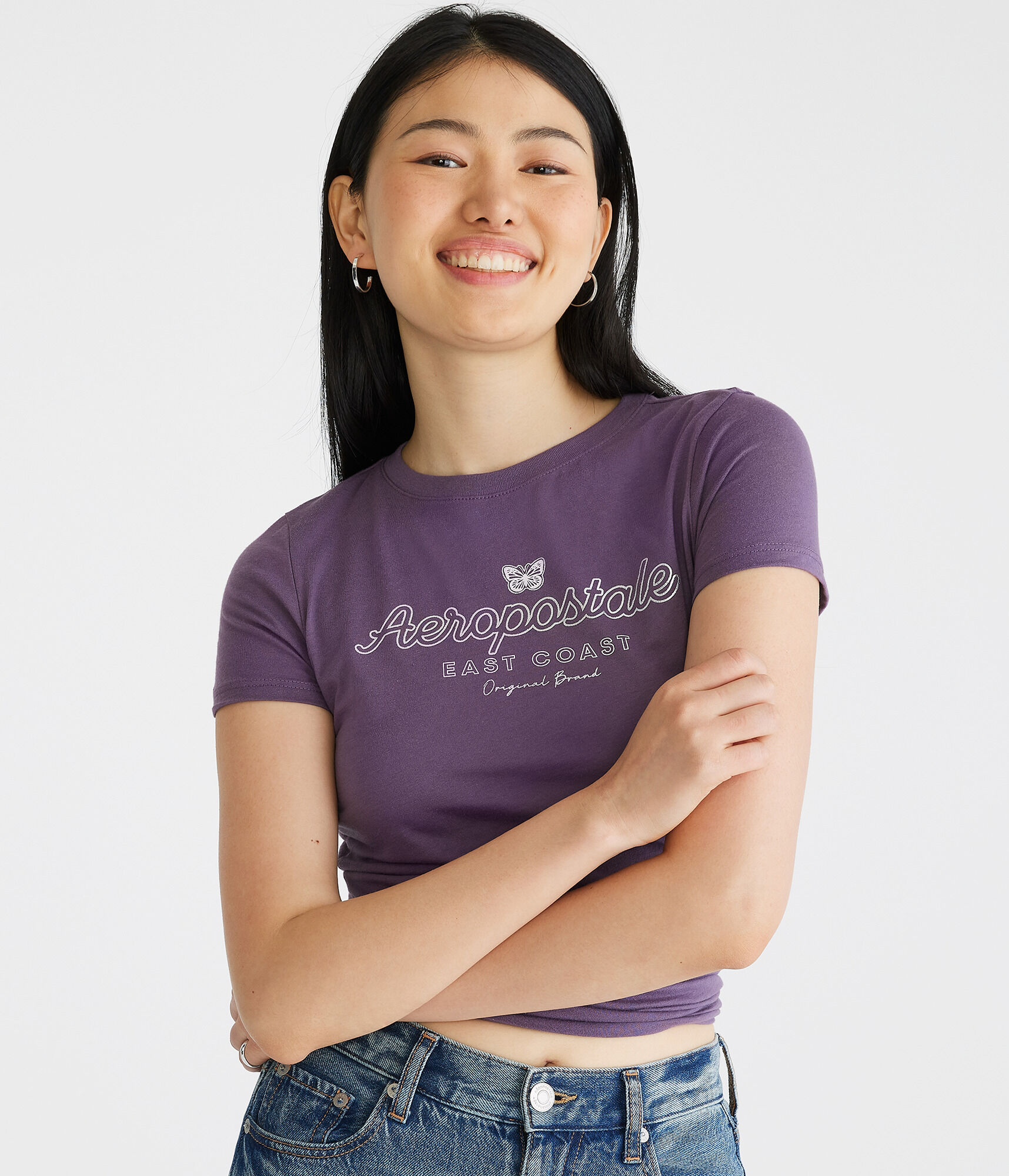 Aeropostale Butterfly Foil Graphic Tee