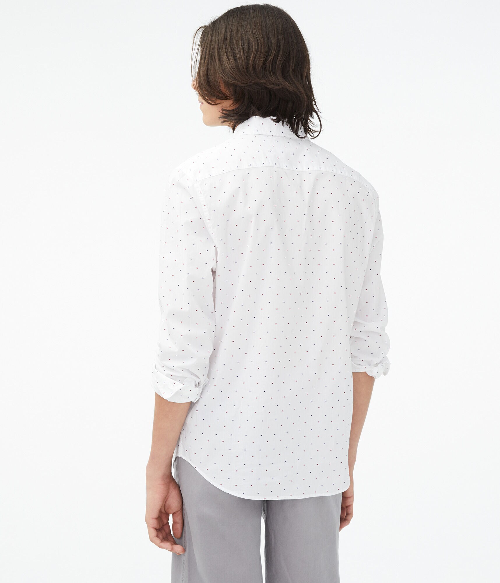 Long Sleeve Geometric Dot Button-Down Shirt