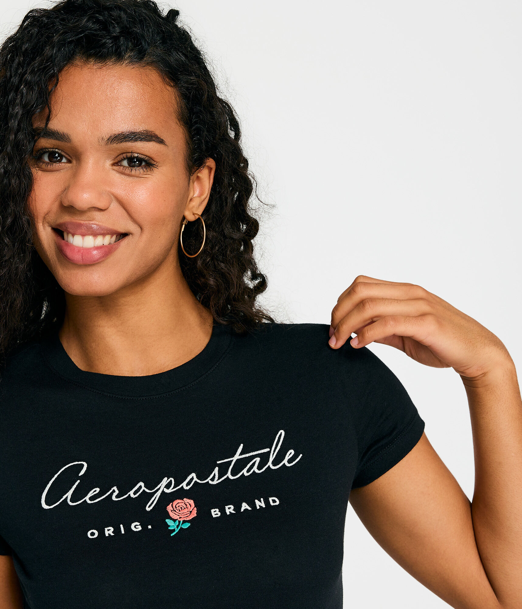 Aeropostale Script Rose Graphic Tee