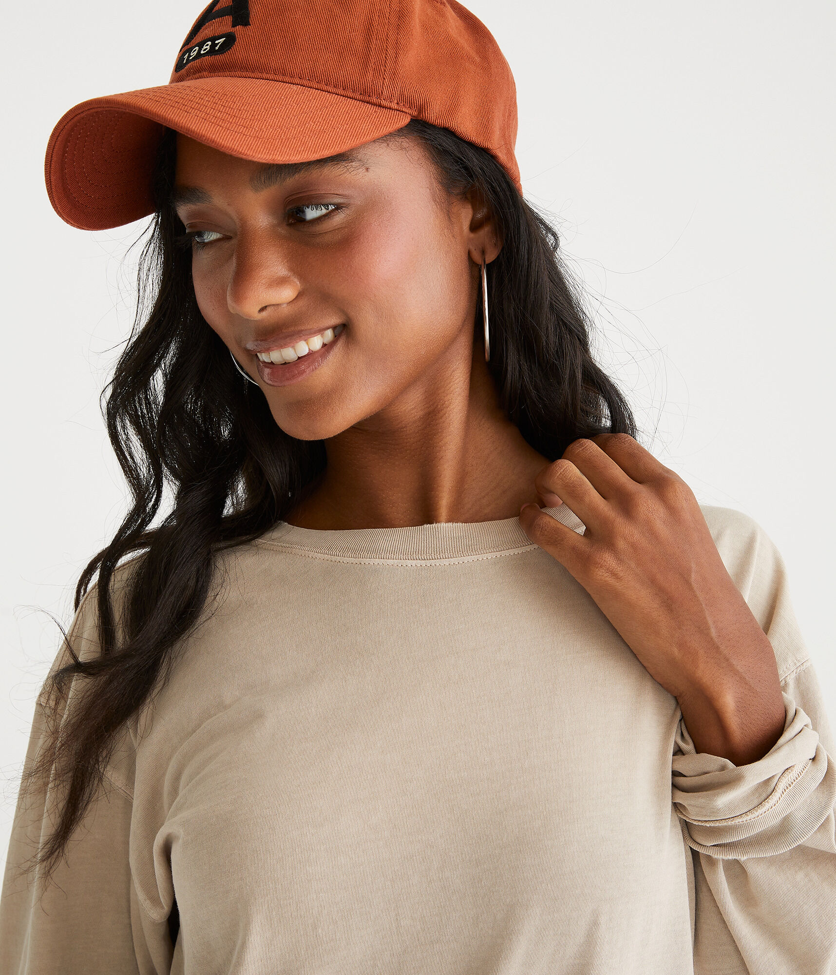 Long Sleeve Washed Loose Fit Crew Tee