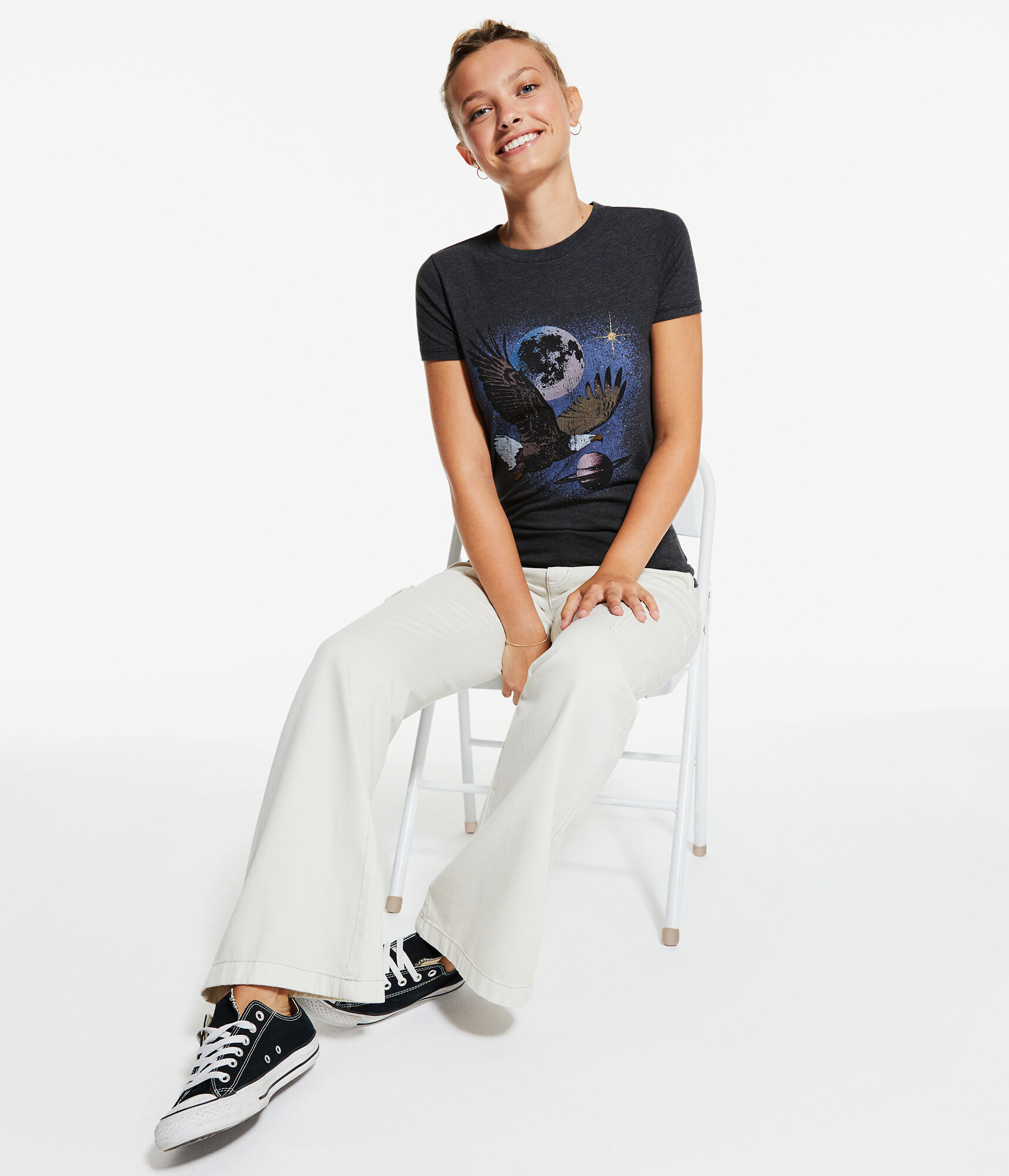 Galactic Eagle Glitter Graphic Tee