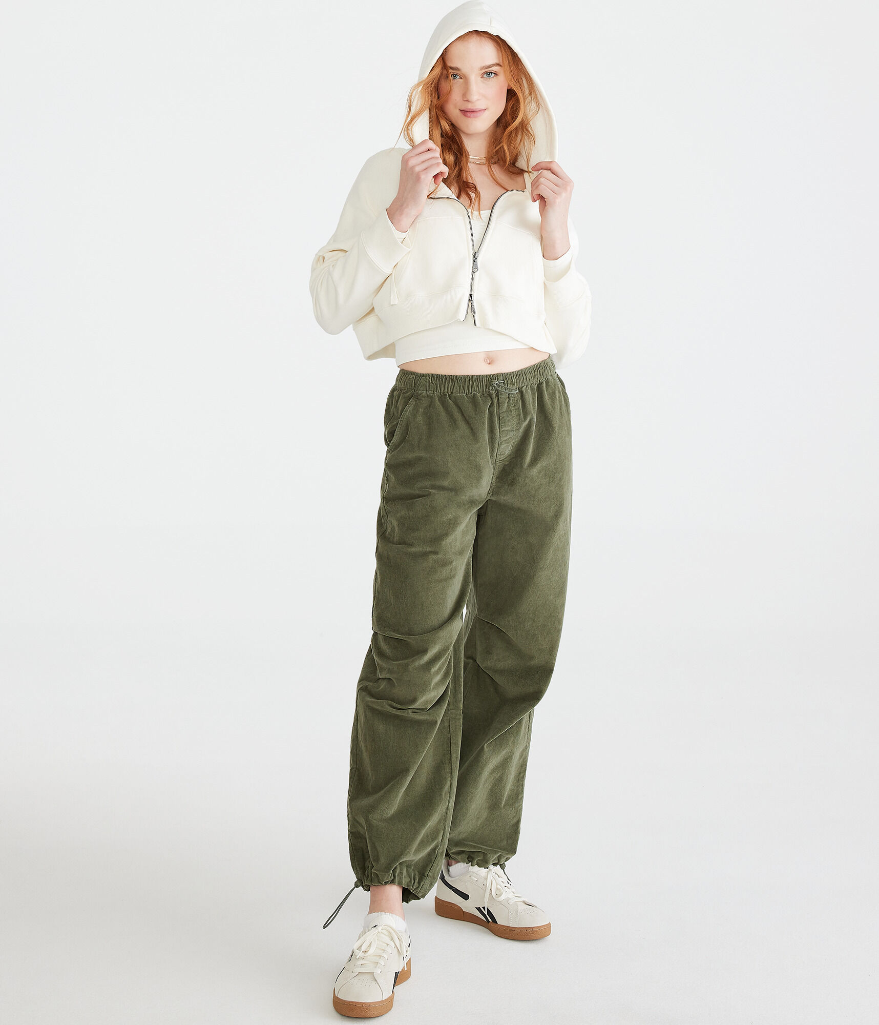 High-Rise Corduroy Parachute Pants