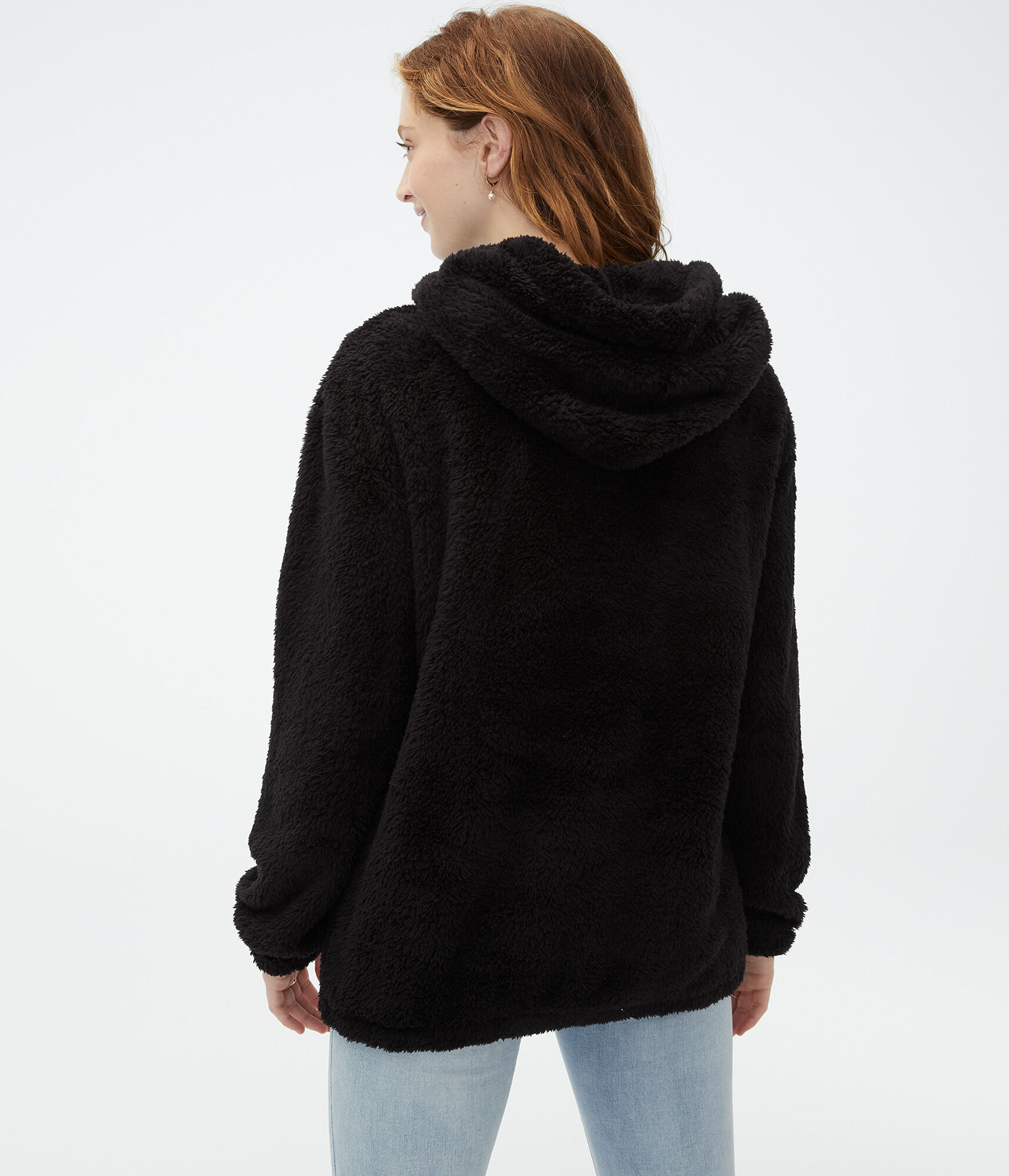 Aeropostale Logo Sherpa Fleece Pullover Hoodie