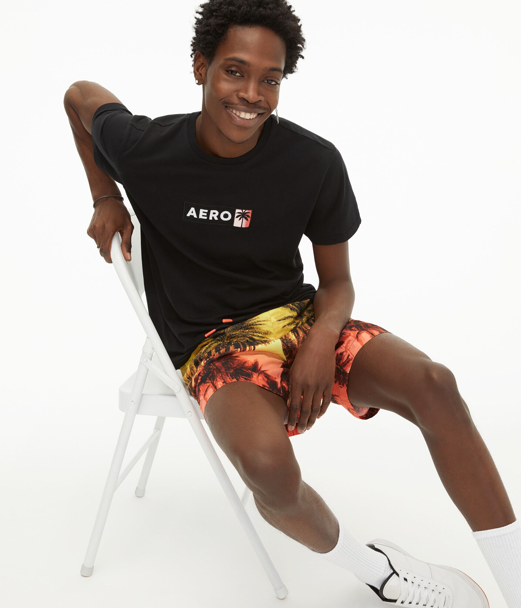 Aero Palm Tree Box Logo Appliqu&eacute; Graphic Tee