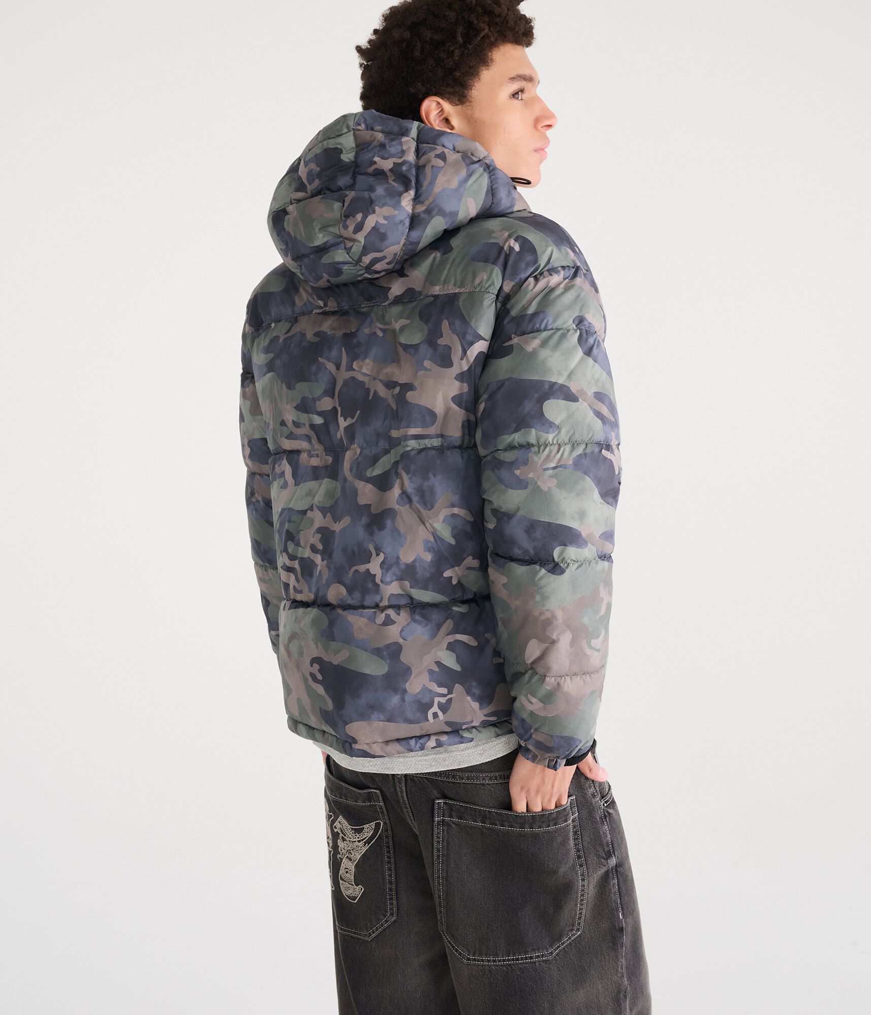Camo Hooded Heavyweight Puffer Jacket
