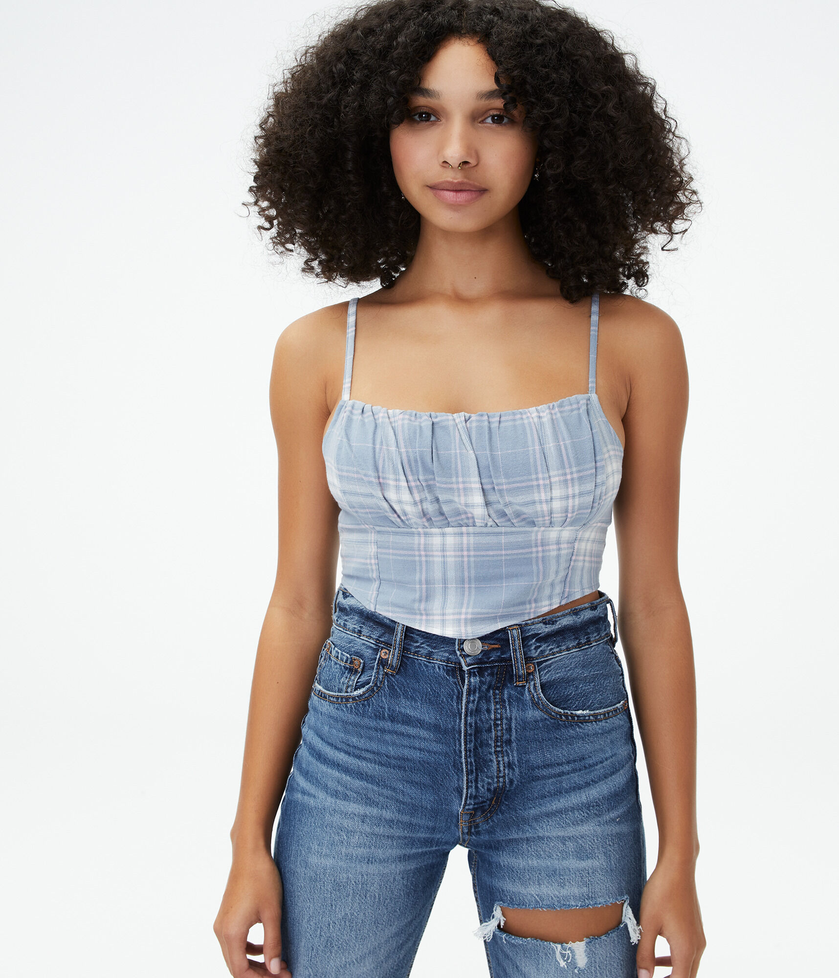 Plaid Cropped Bandana Cami