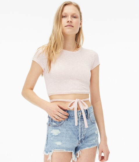 Striped Crossover-Back Crop Top Striped Crossover-Back Crop Top