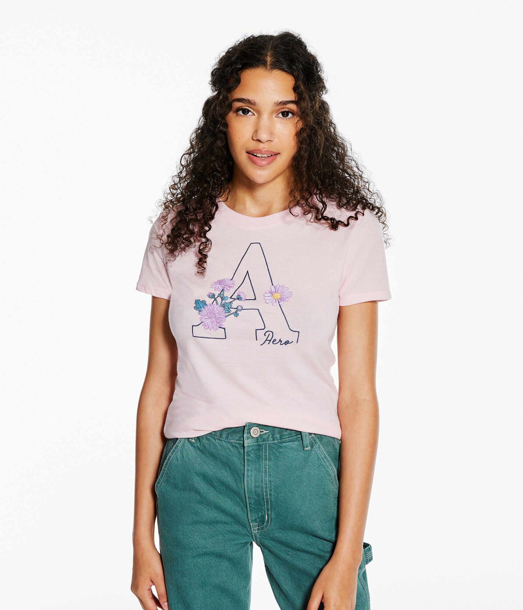 Aero Big Letter Floral Graphic Tee