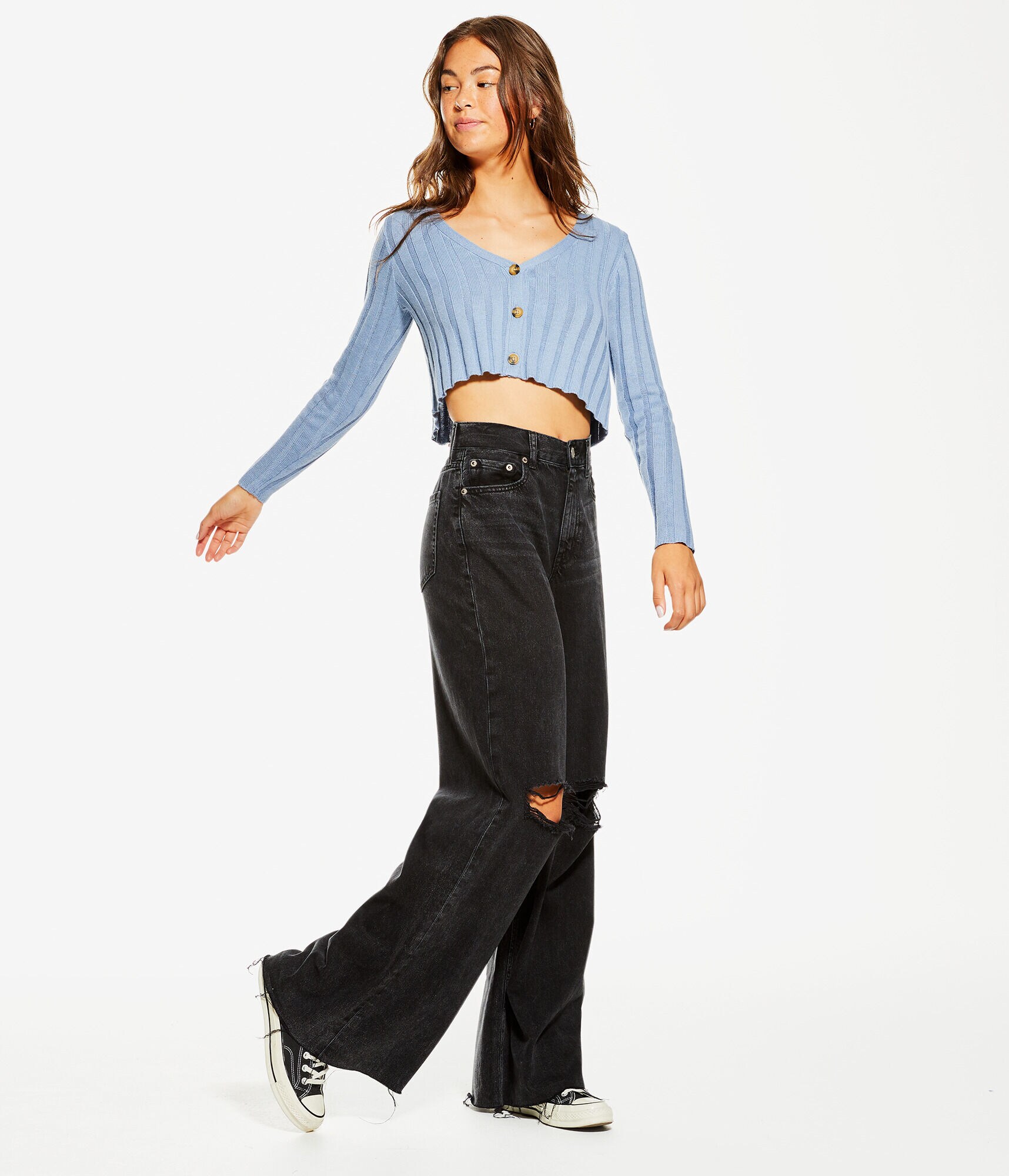 Ribbed V-Neck Cardigan