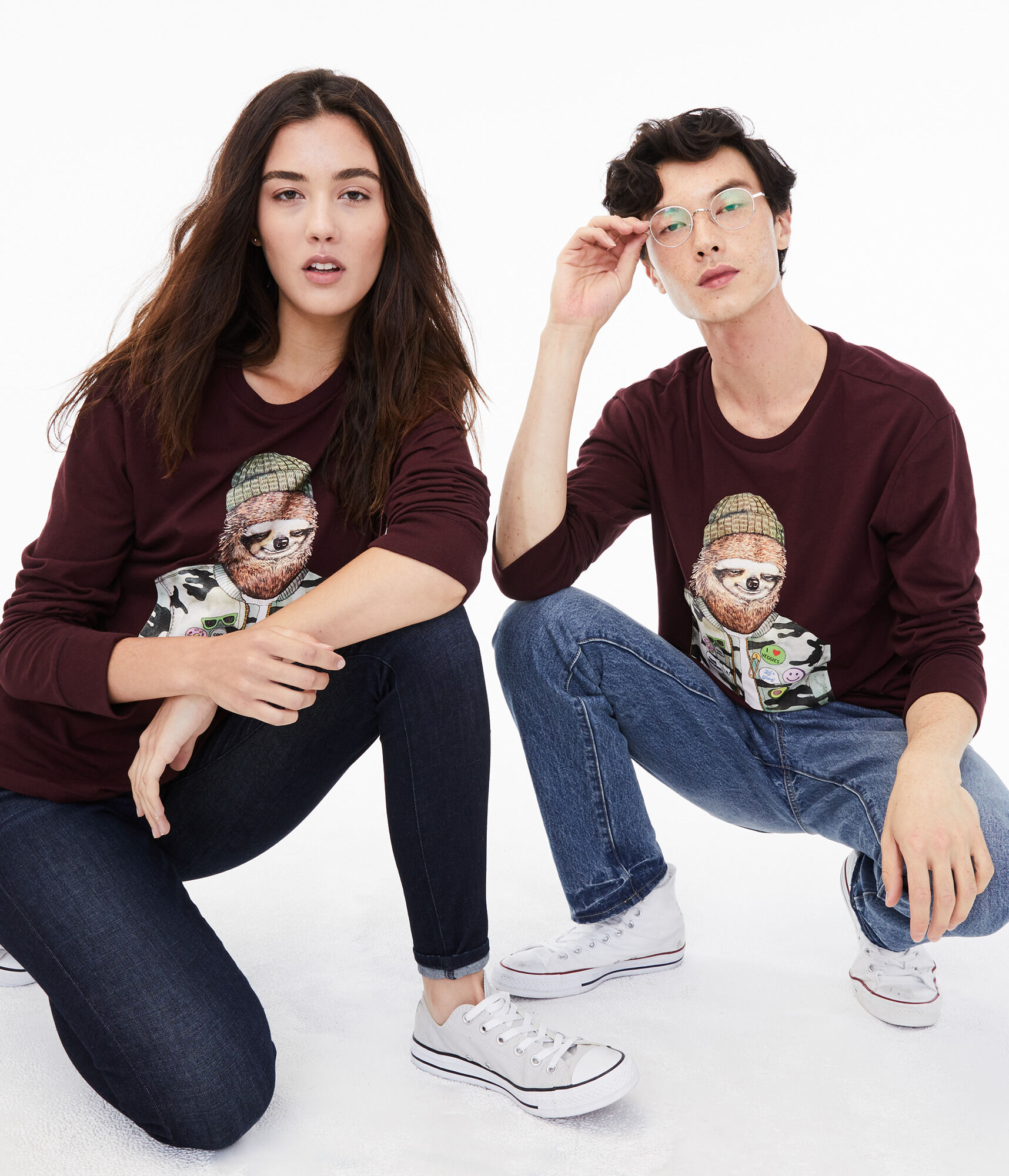 Long Sleeve Sloth Spirit Animal Graphic Tee