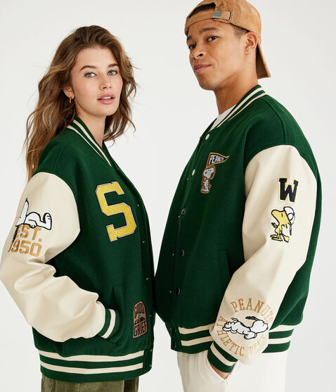 Peanuts® | Aéropostale Snoopy Varsity Bomber Jacket Peanuts® | Aéropostale Snoopy Varsity Bomber Jacket