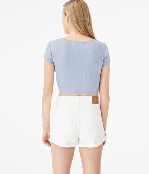 Scoop-Neck Cropped Henley Scoop-Neck Cropped Henley