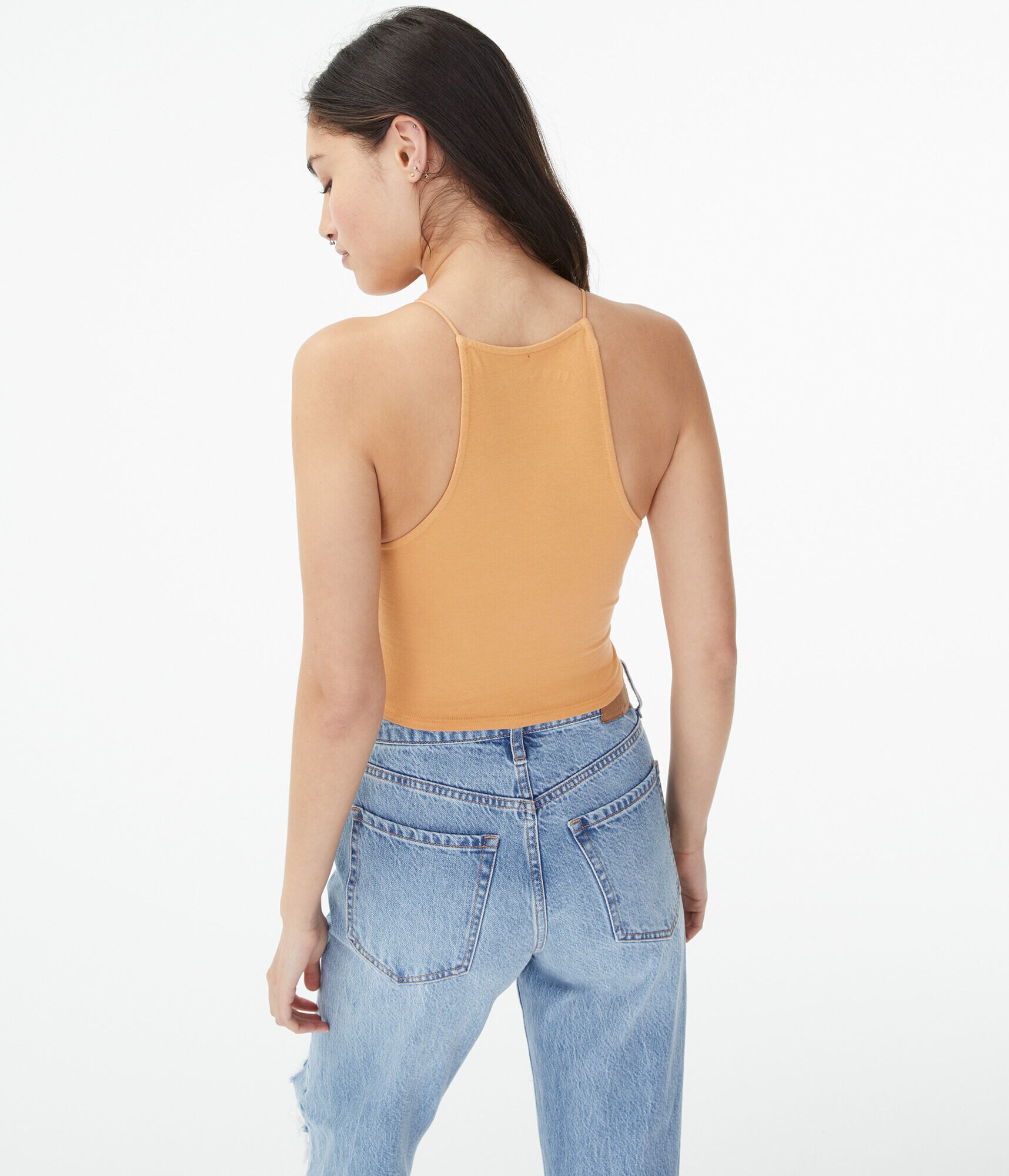 Seriously Soft High-Neck Cropped Bungee Tank***