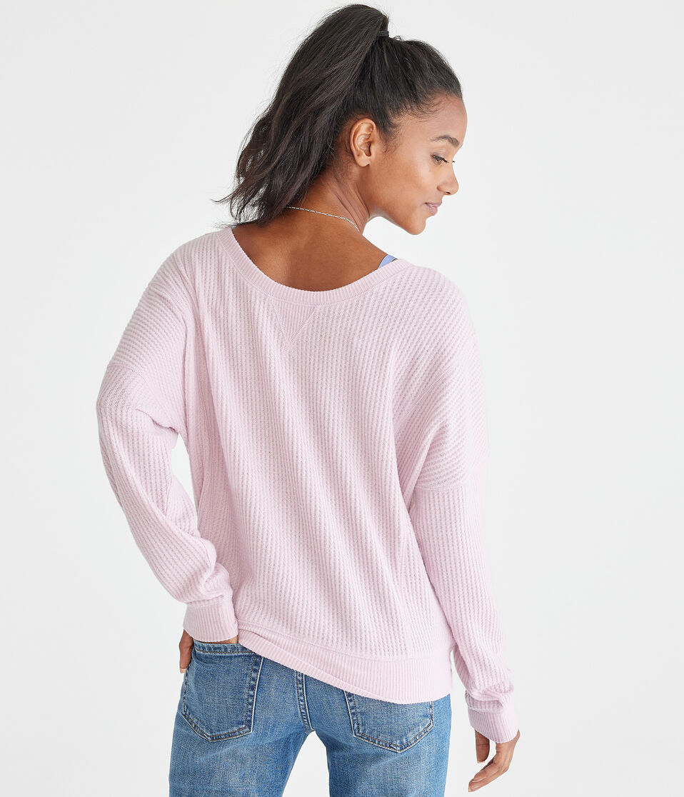 Long Sleeve Wear 2 Ways Cozy Waffle Tee