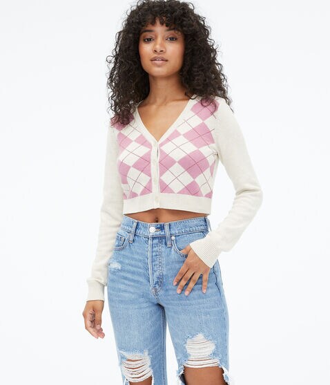 Argyle Cropped V-Neck Sweater Argyle Cropped V-Neck Sweater