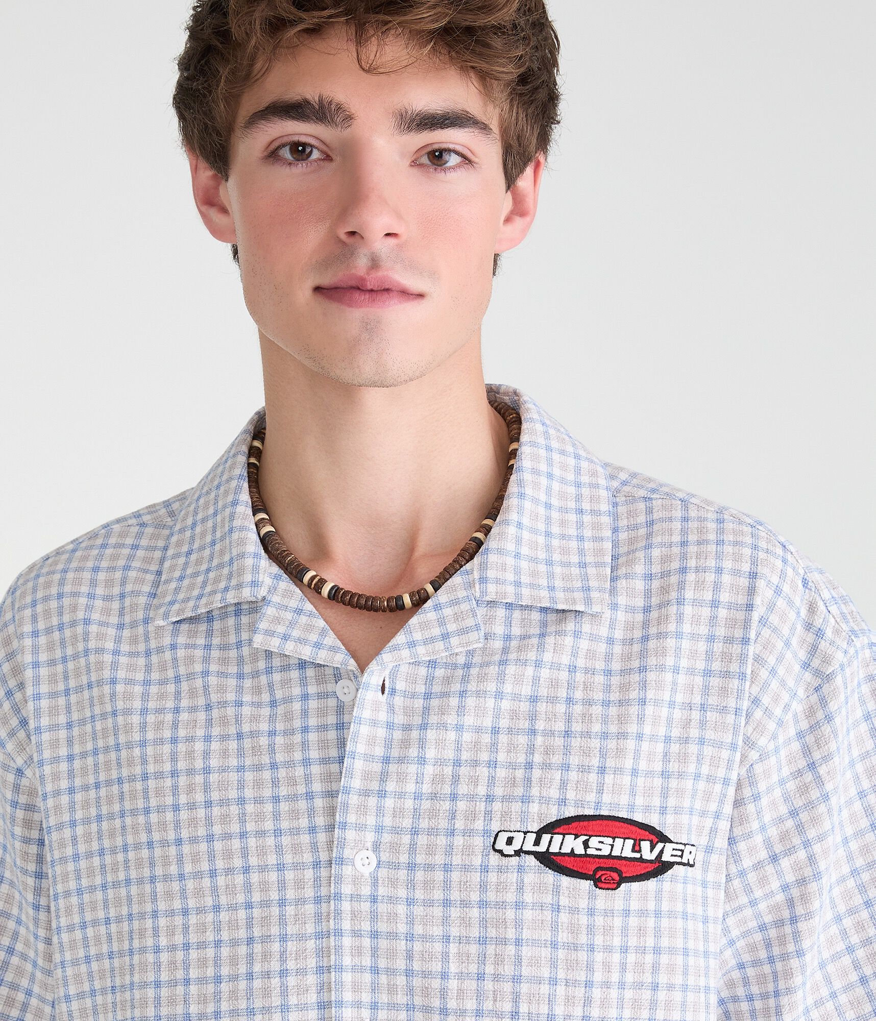 Quiksilver Oval Logo Microplaid Camp Shirt