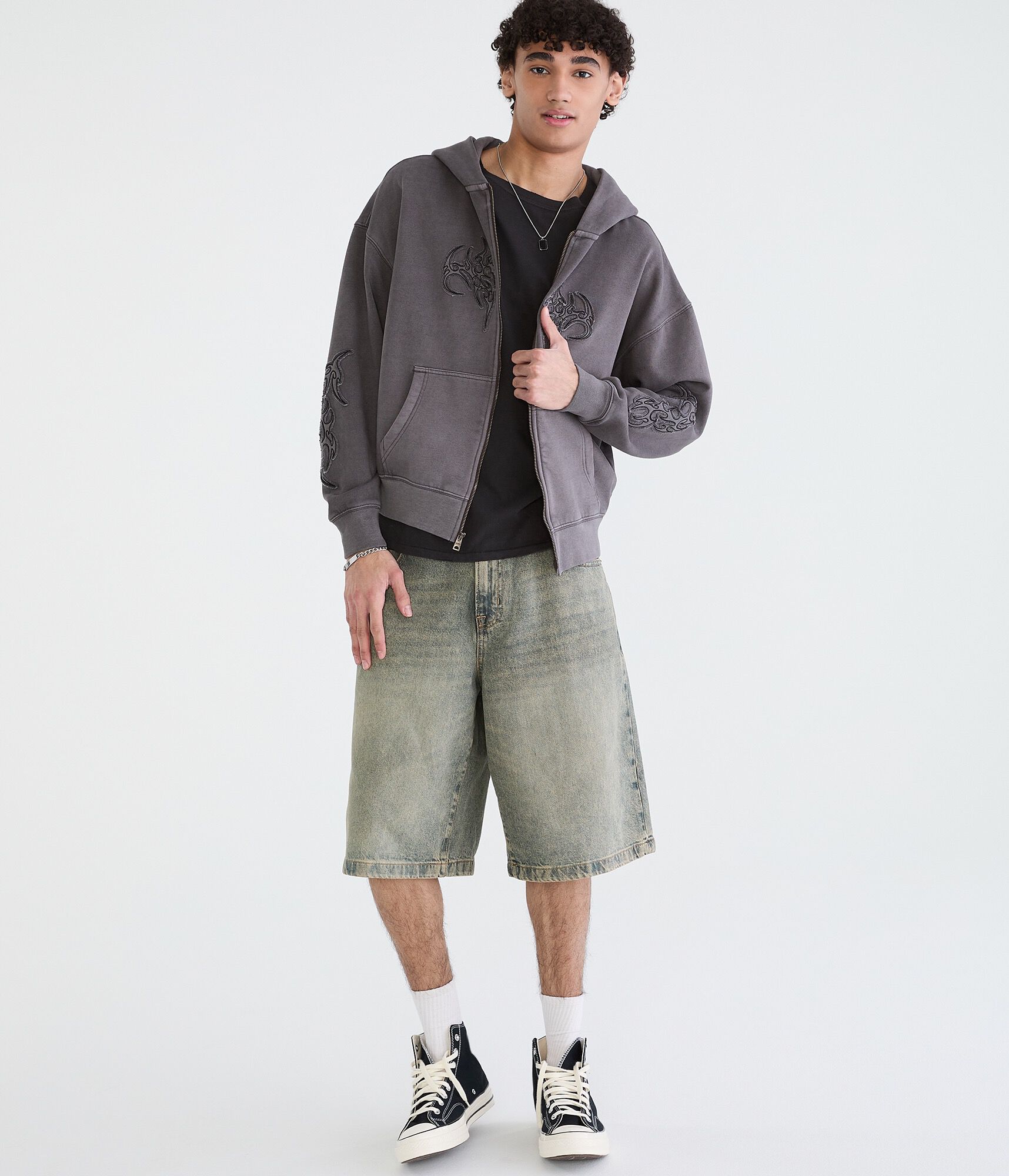 Cloud Soft Tattoo Boxy Full-Zip Hoodie