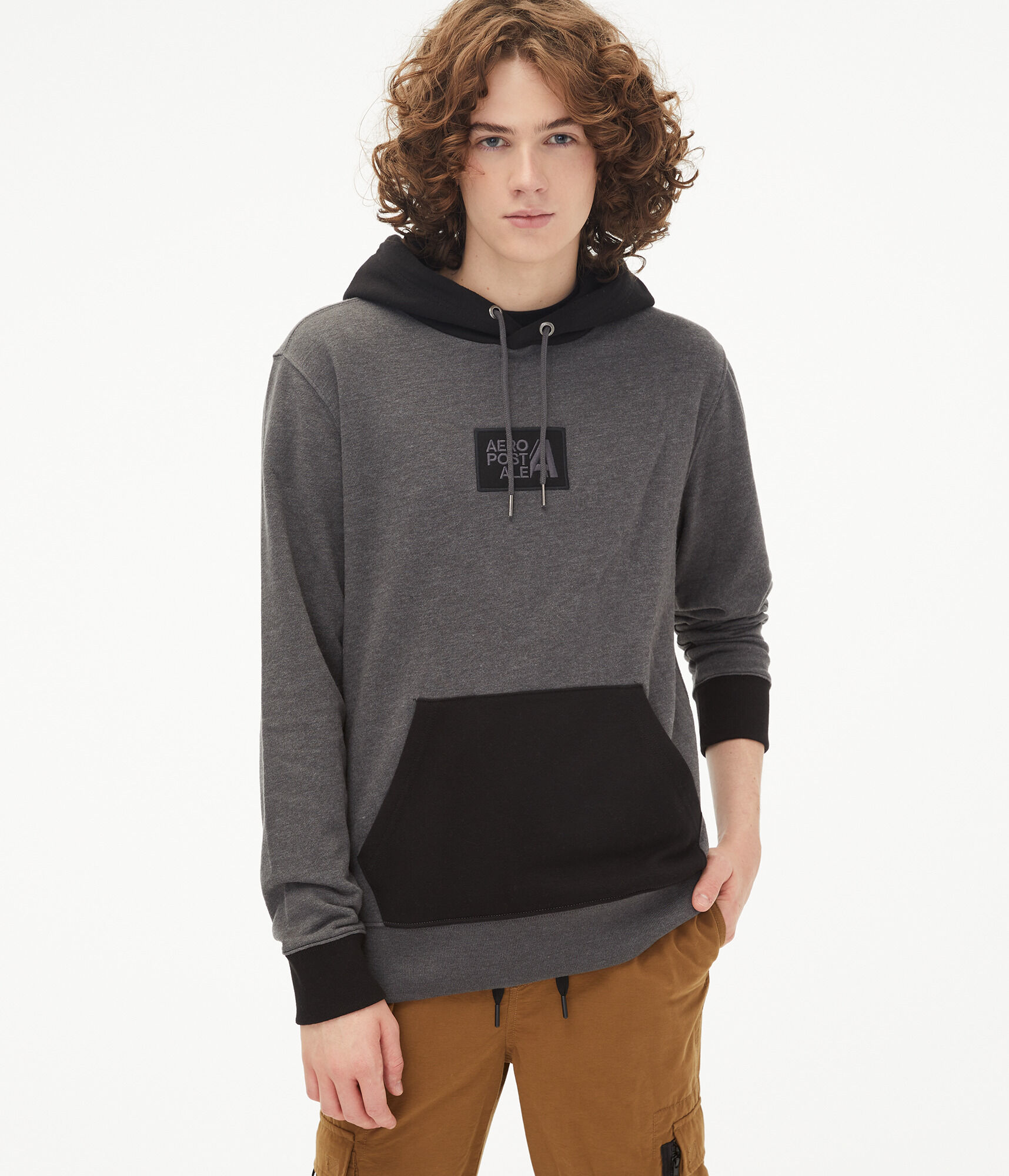 Aeropostale Letter Box Logo Colorblocked Pullover Hoodie