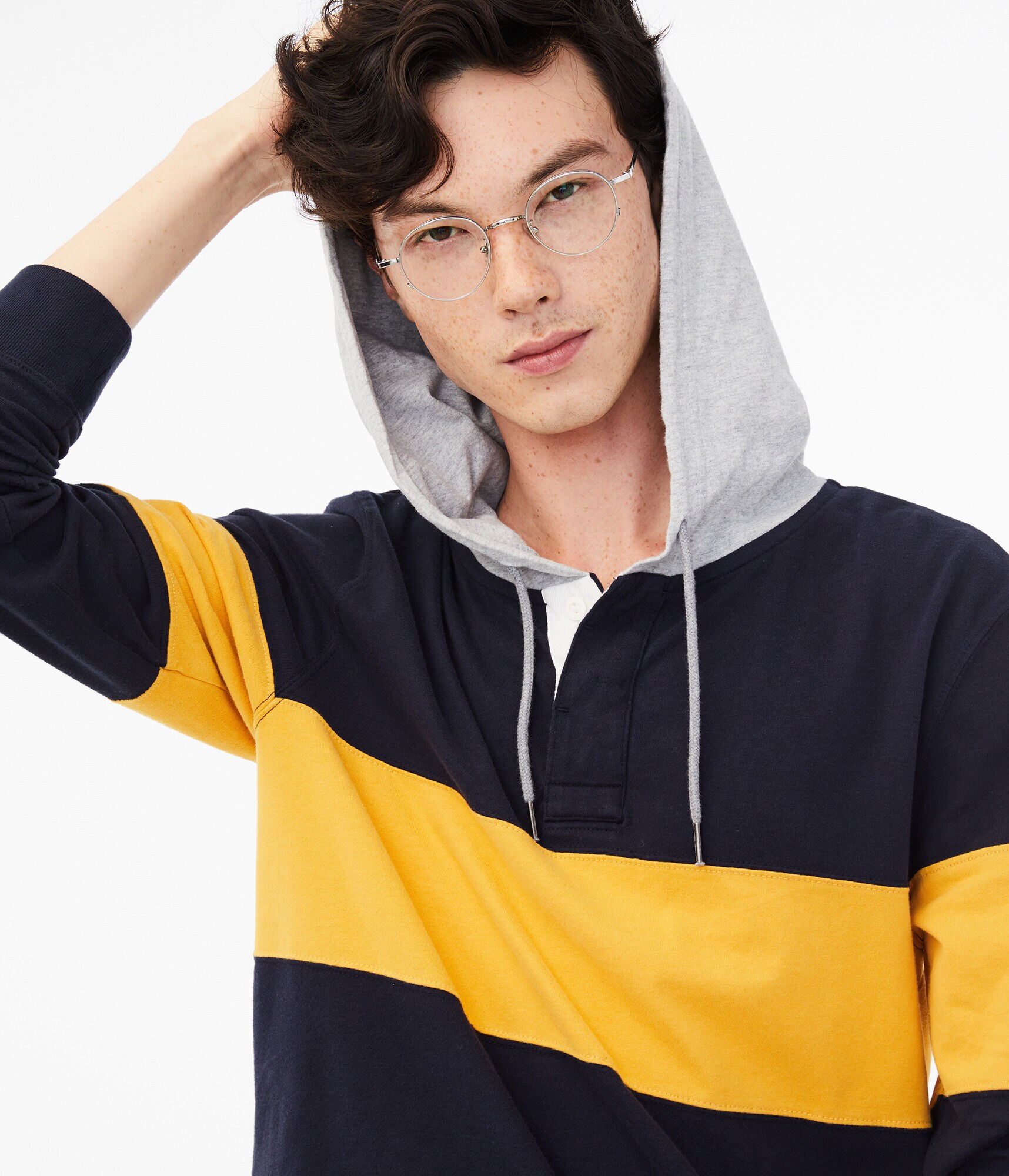 Long Sleeve Colorblock Hooded Rugby