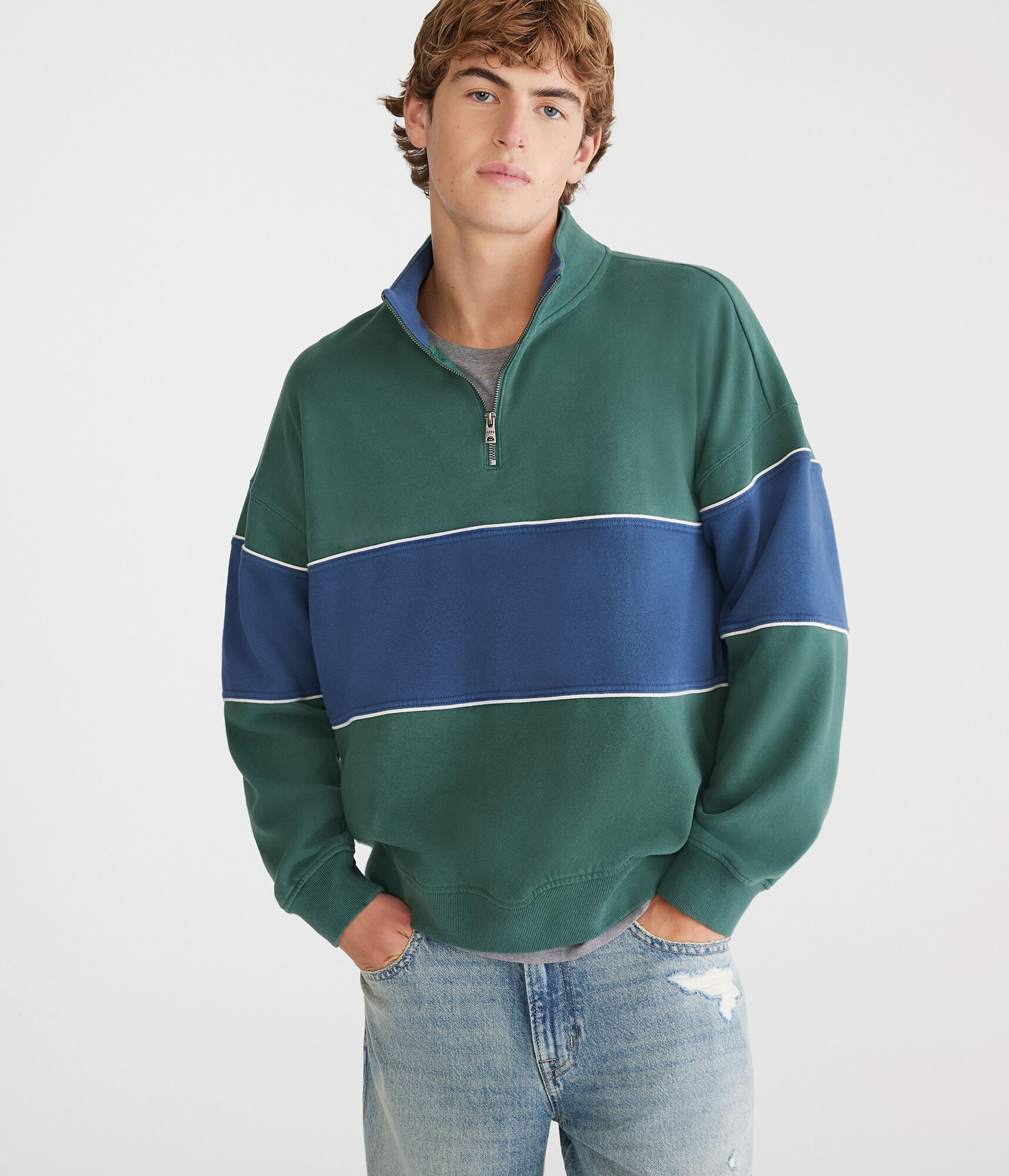 Colorblocked Quarter-Zip Sweatshirt