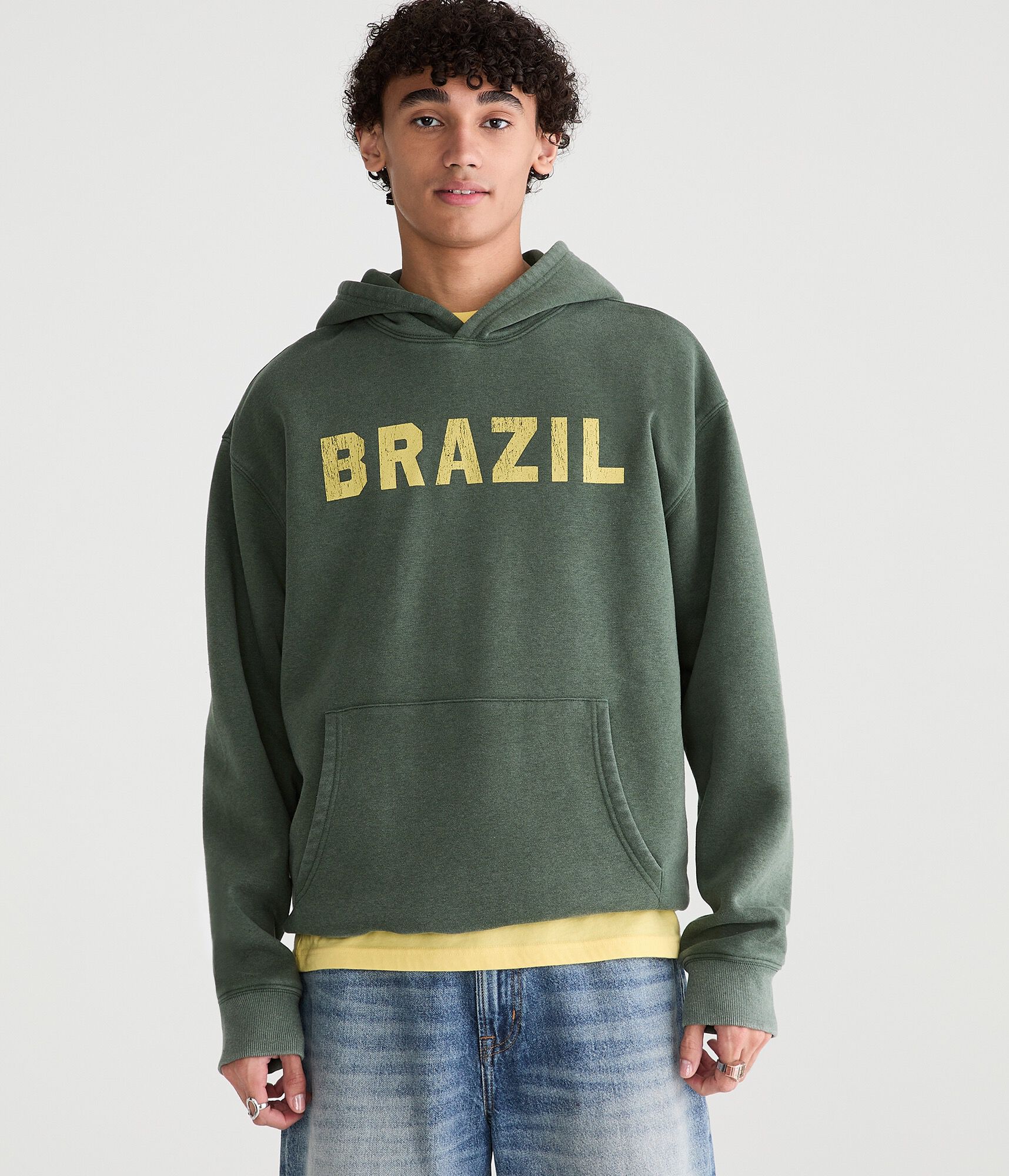 Brazil Flag Pullover Hoodie