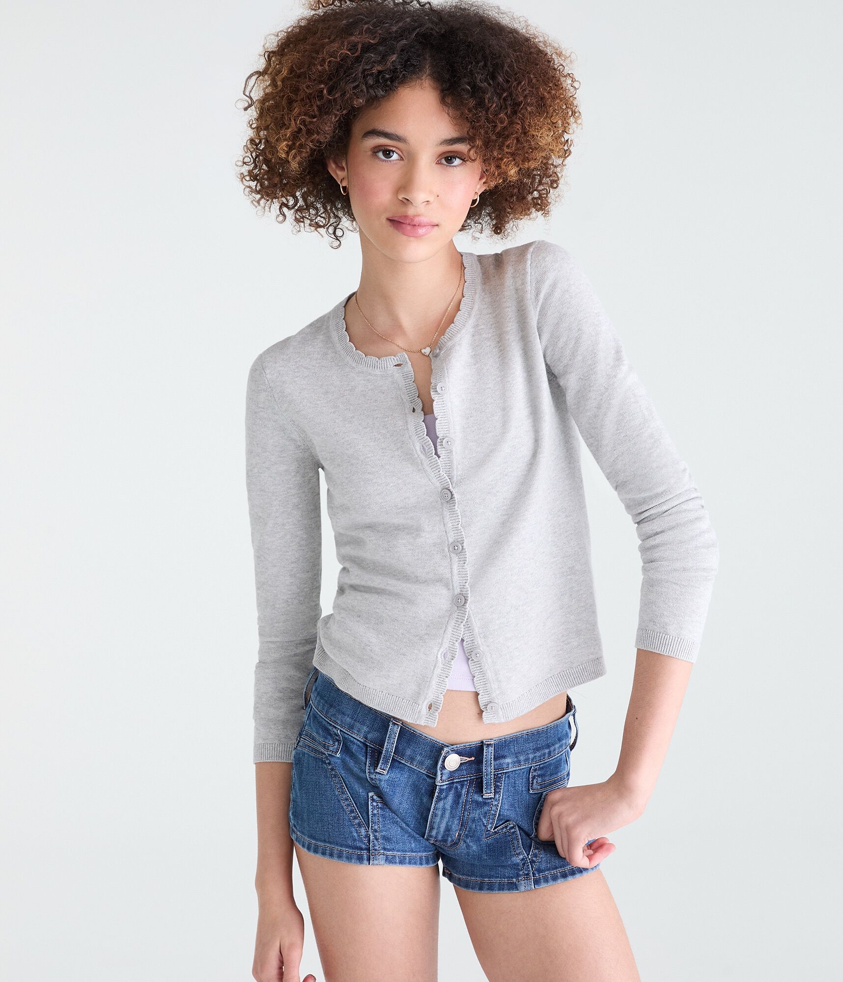 Scalloped Crew Cardigan