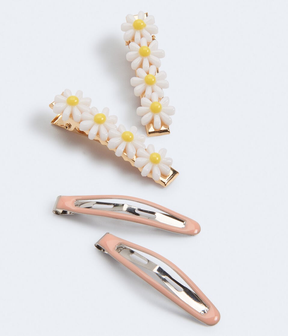 Daisy & Enamel Hair Clip 4-Pack