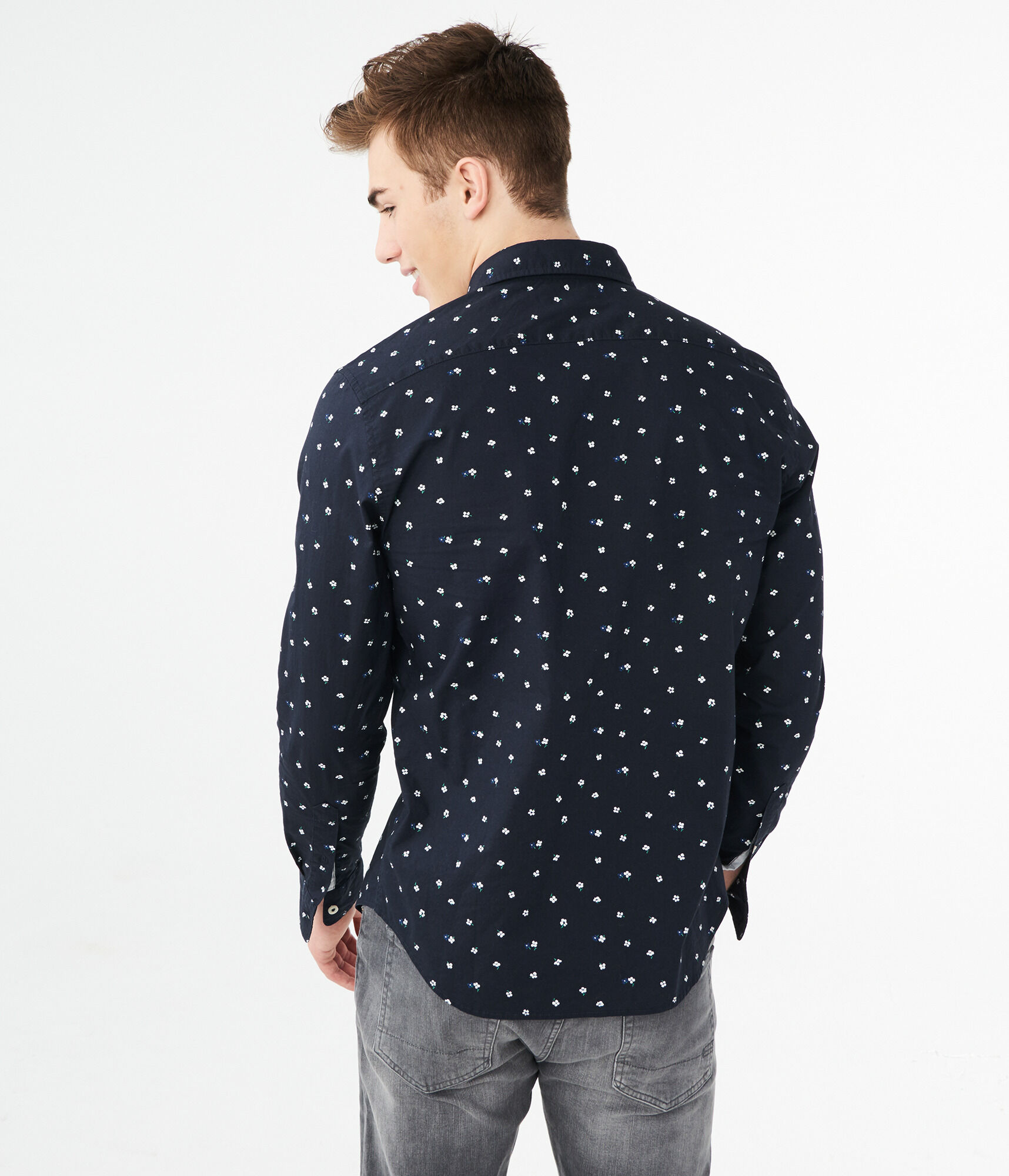 Long Sleeve Geo Floral Woven Shirt