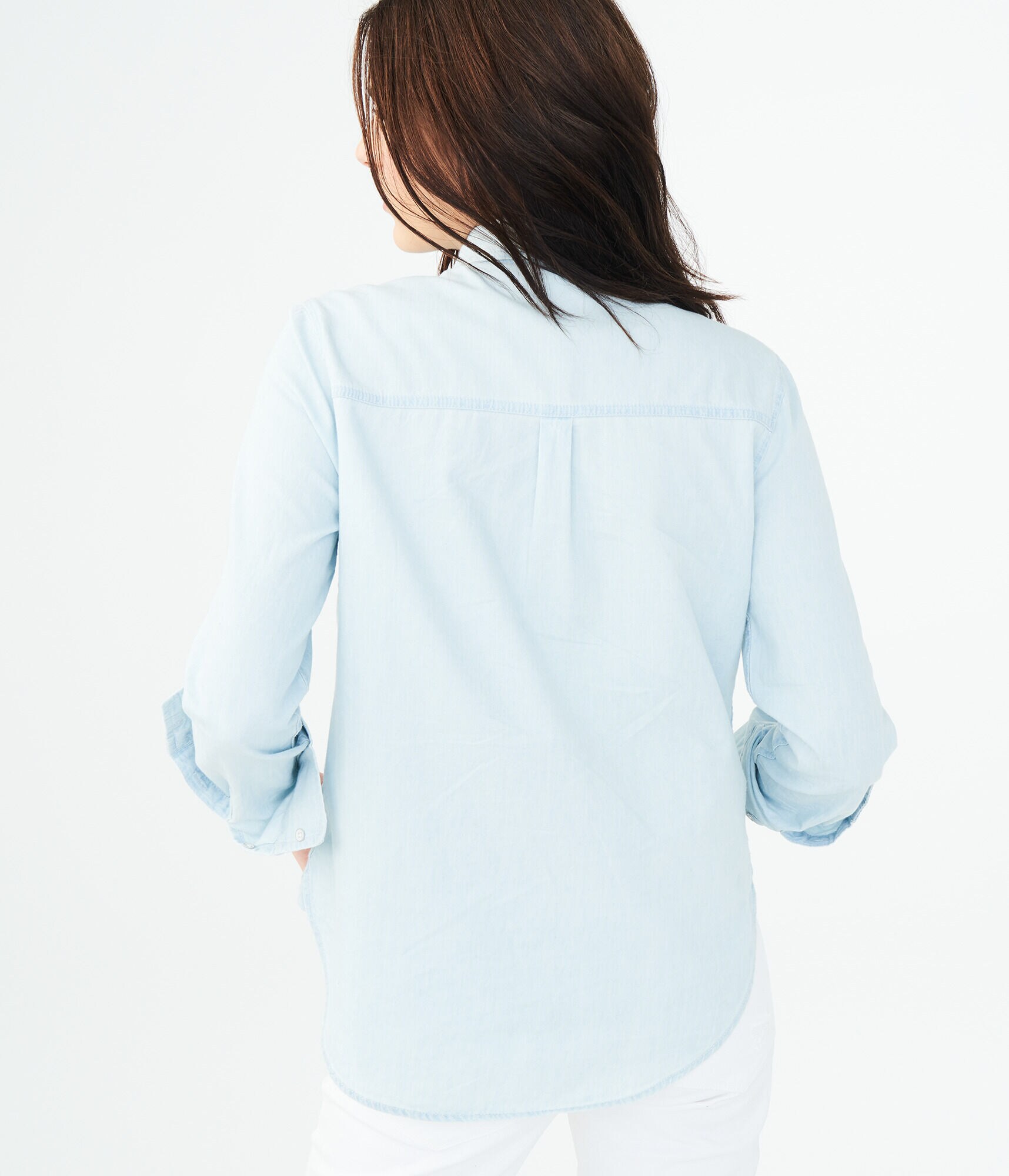 Long Sleeve Light Chambray Button-Down Shirt
