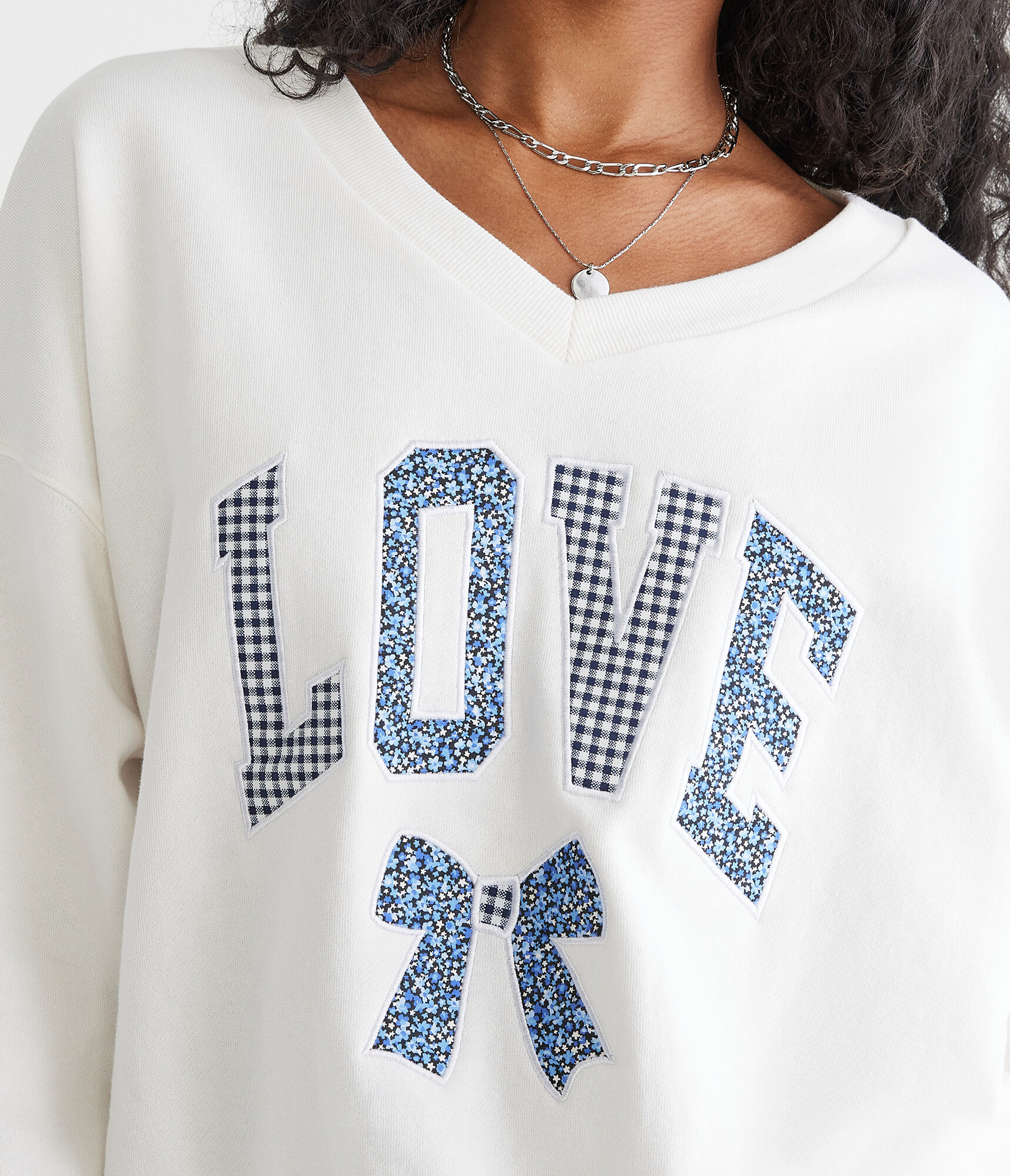 Love Oversized V-Neck Crew Sweatshirt