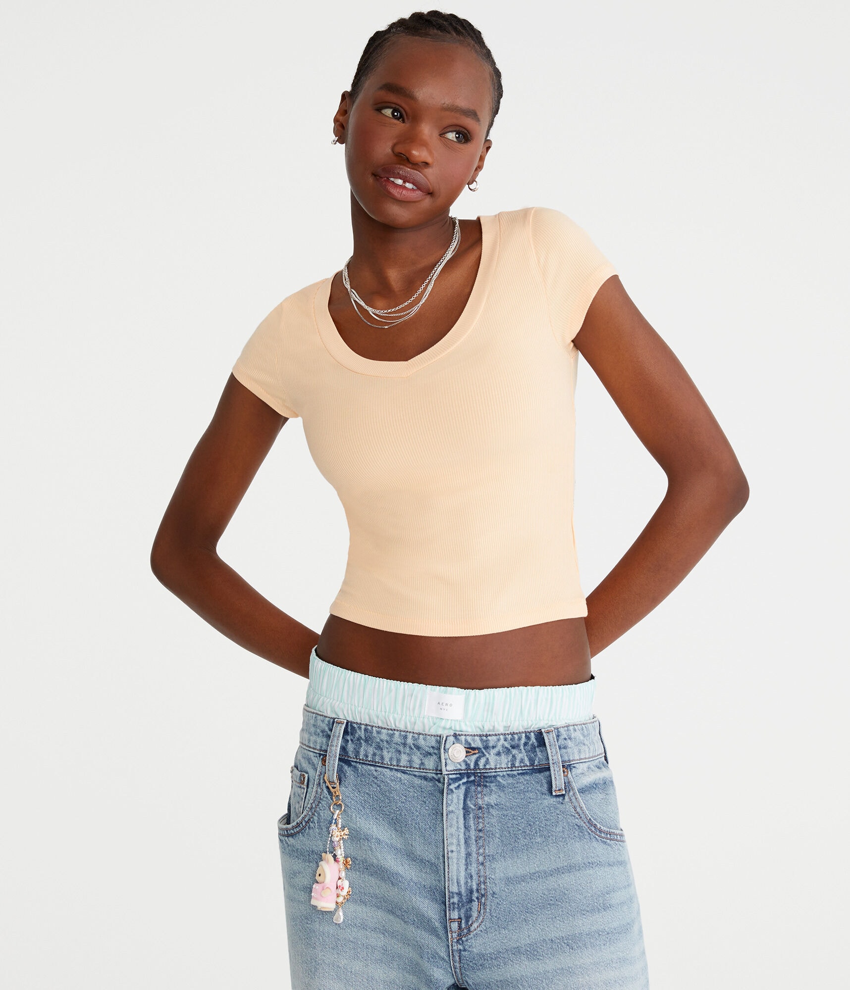 Seriously Soft Ribbed V-Neck Baby Tee