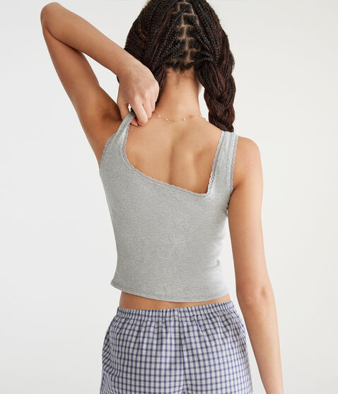 Graphic Lace-Trim Sleep Tank Graphic Lace-Trim Sleep Tank