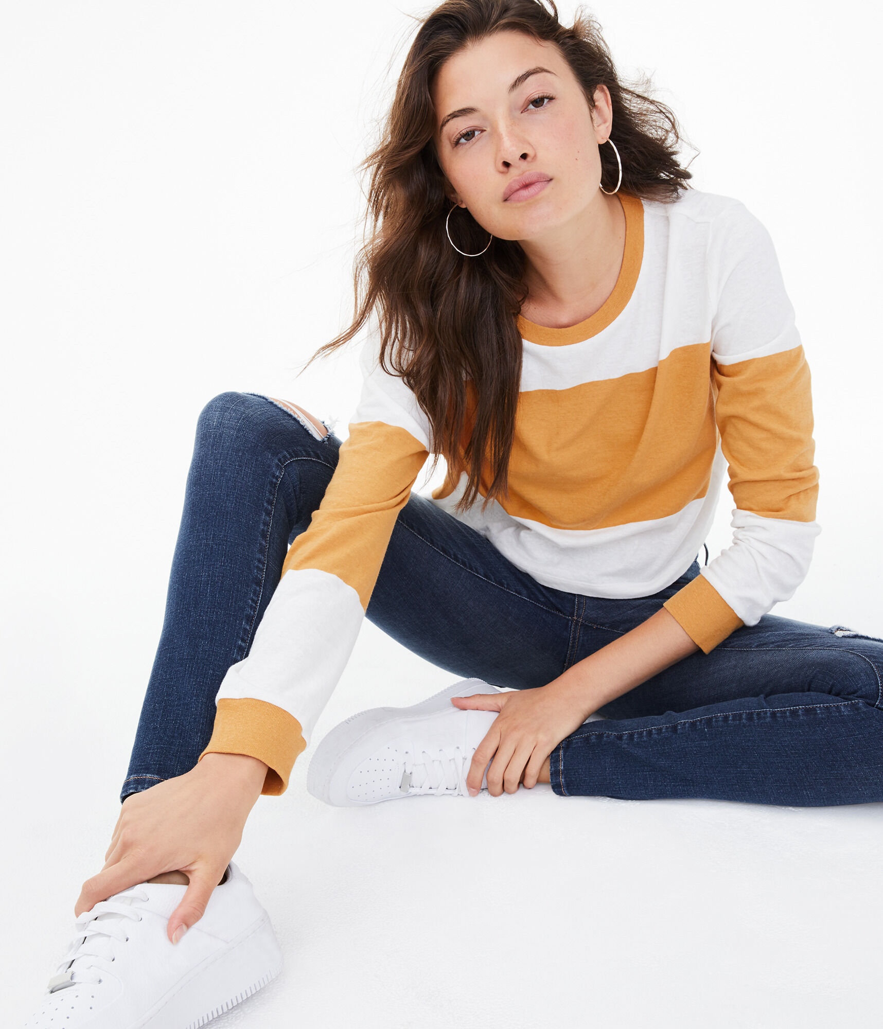 Long Sleeve Striped Tomboy Crew Tee
