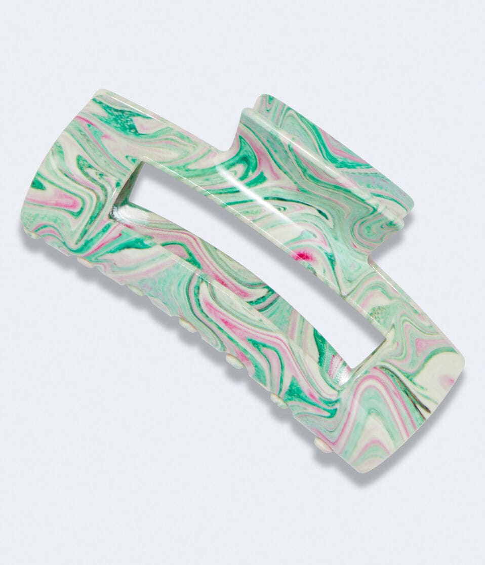 Marbled Open Rectangle Claw Hair Clip