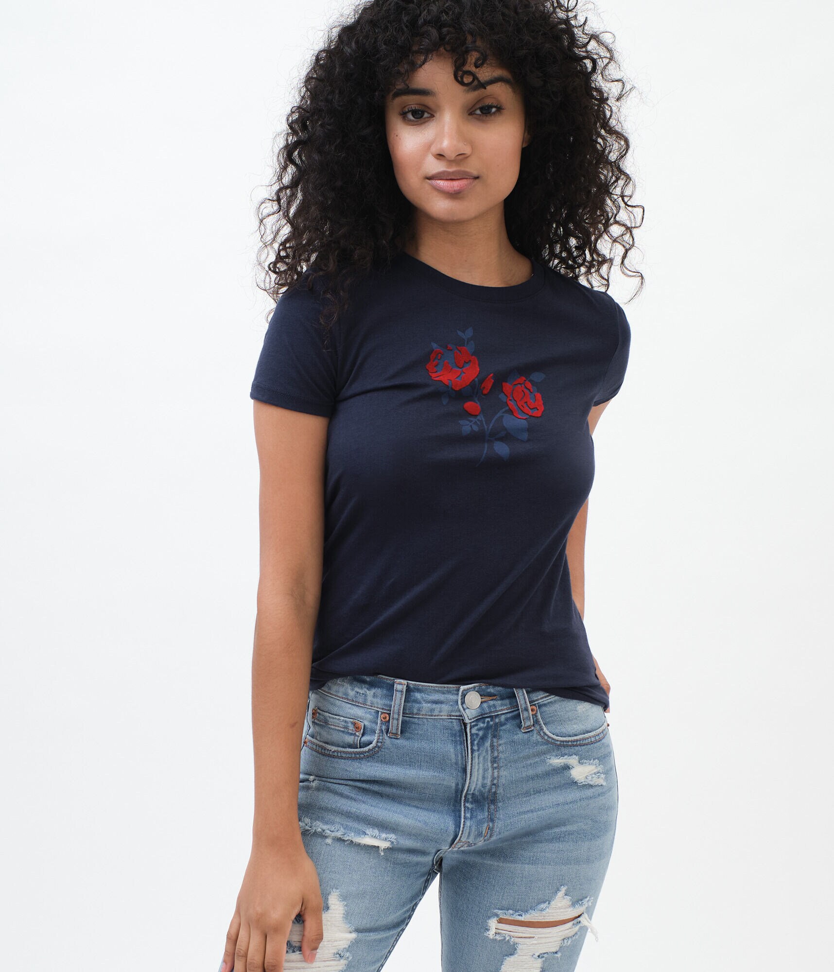 Flocked Flowers Graphic Tee