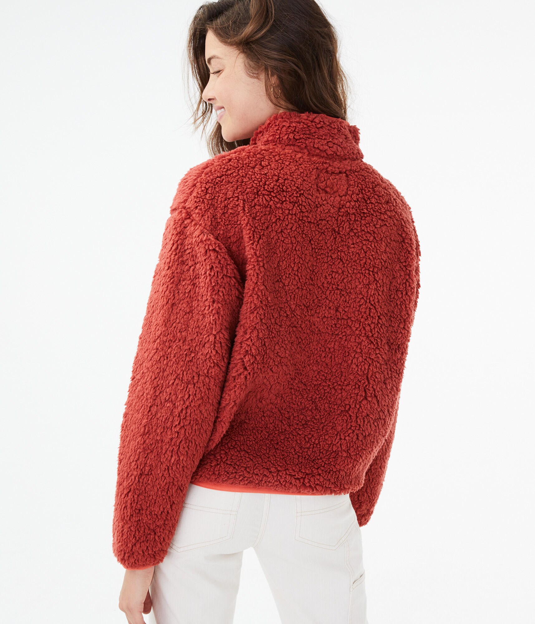 Contrast Fleece Quarter-Zip Jacket