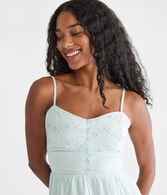 Solid Sweetheart Eyelet Midi Dress