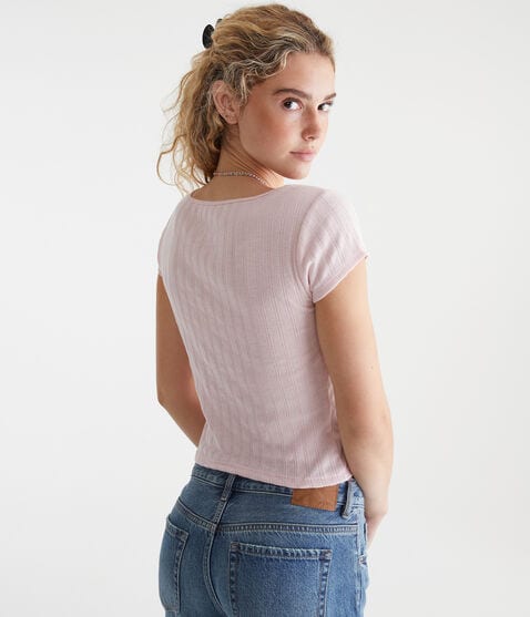Pointelle Scoop-Neck Top Pointelle Scoop-Neck Top