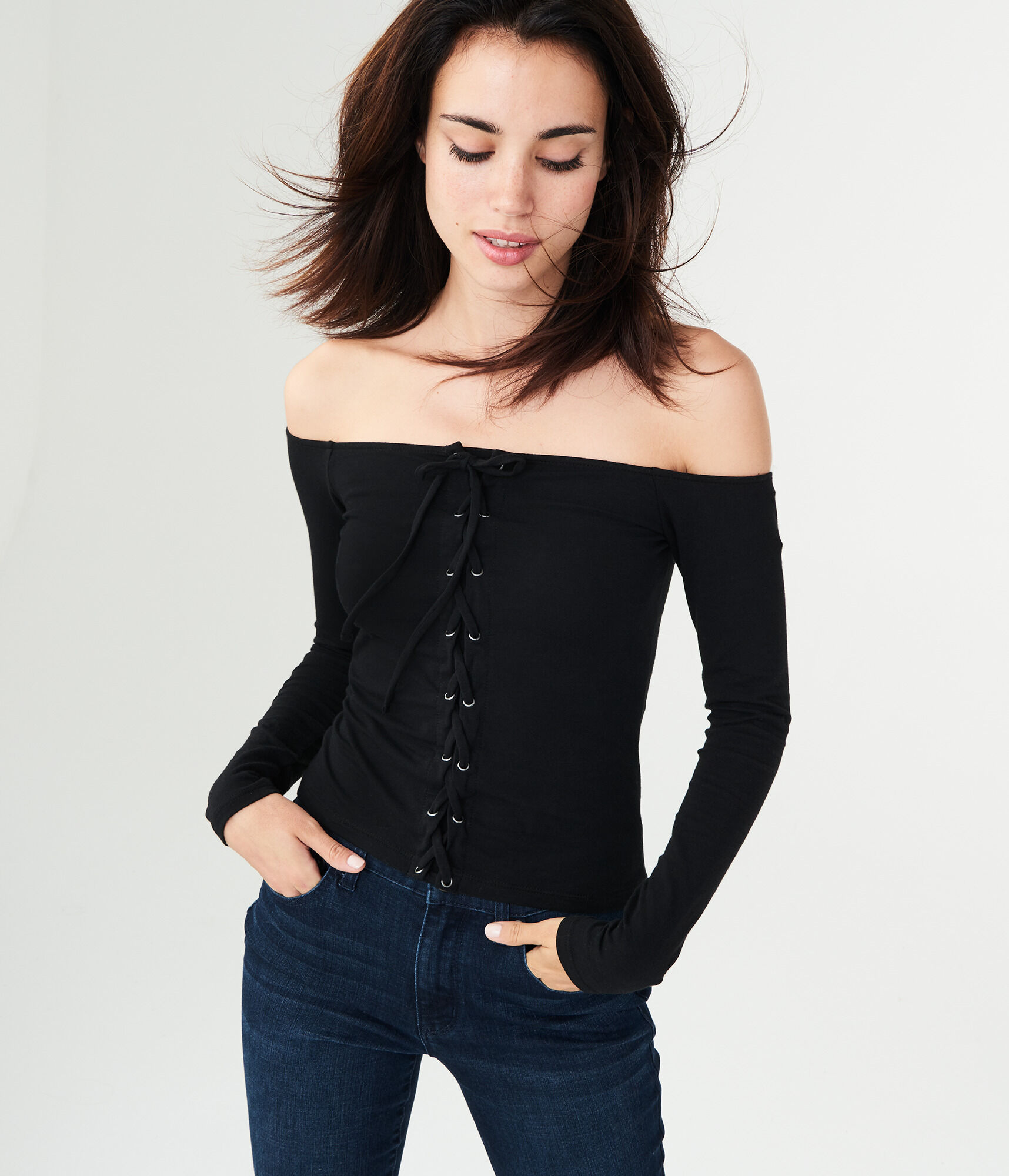 lace up off the shoulder top