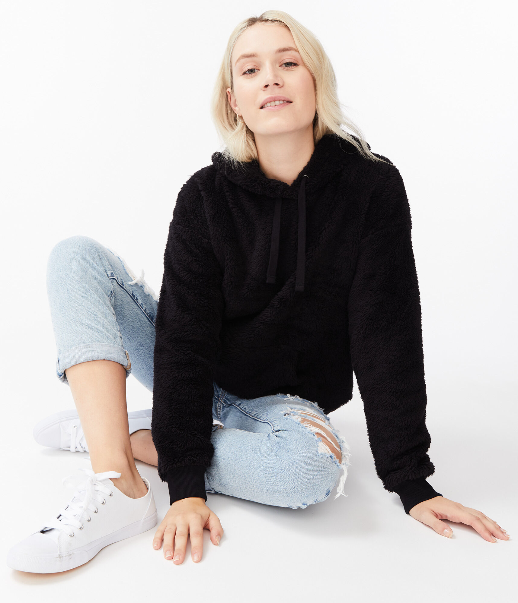 Oversized Sherpa Fleece Pullover Hoodie