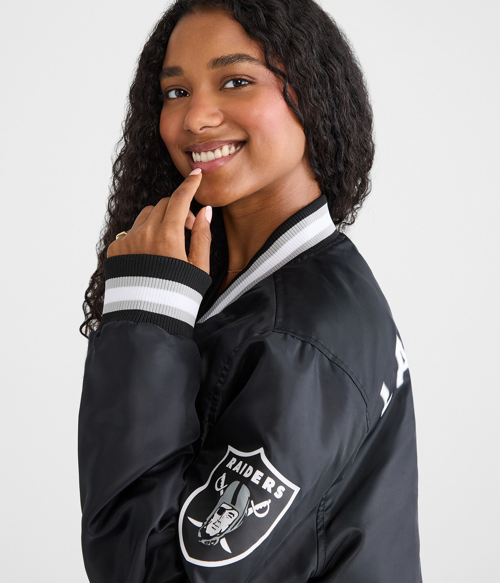 Las Vegas Raiders Satin Bomber Jacket