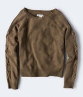 Lace-Up Cold-Shoulder Sweater