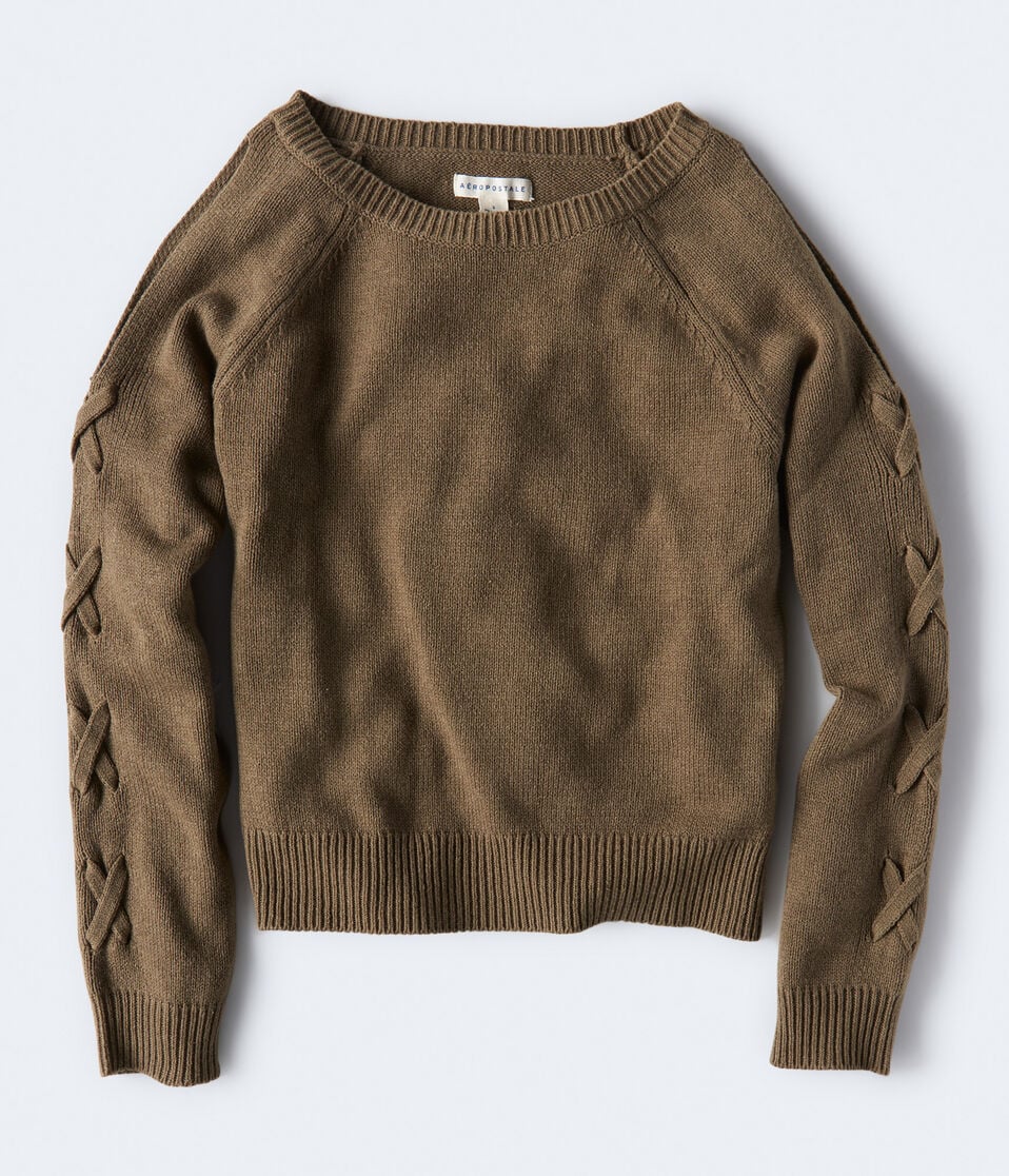 Lace-Up Cold-Shoulder Sweater
