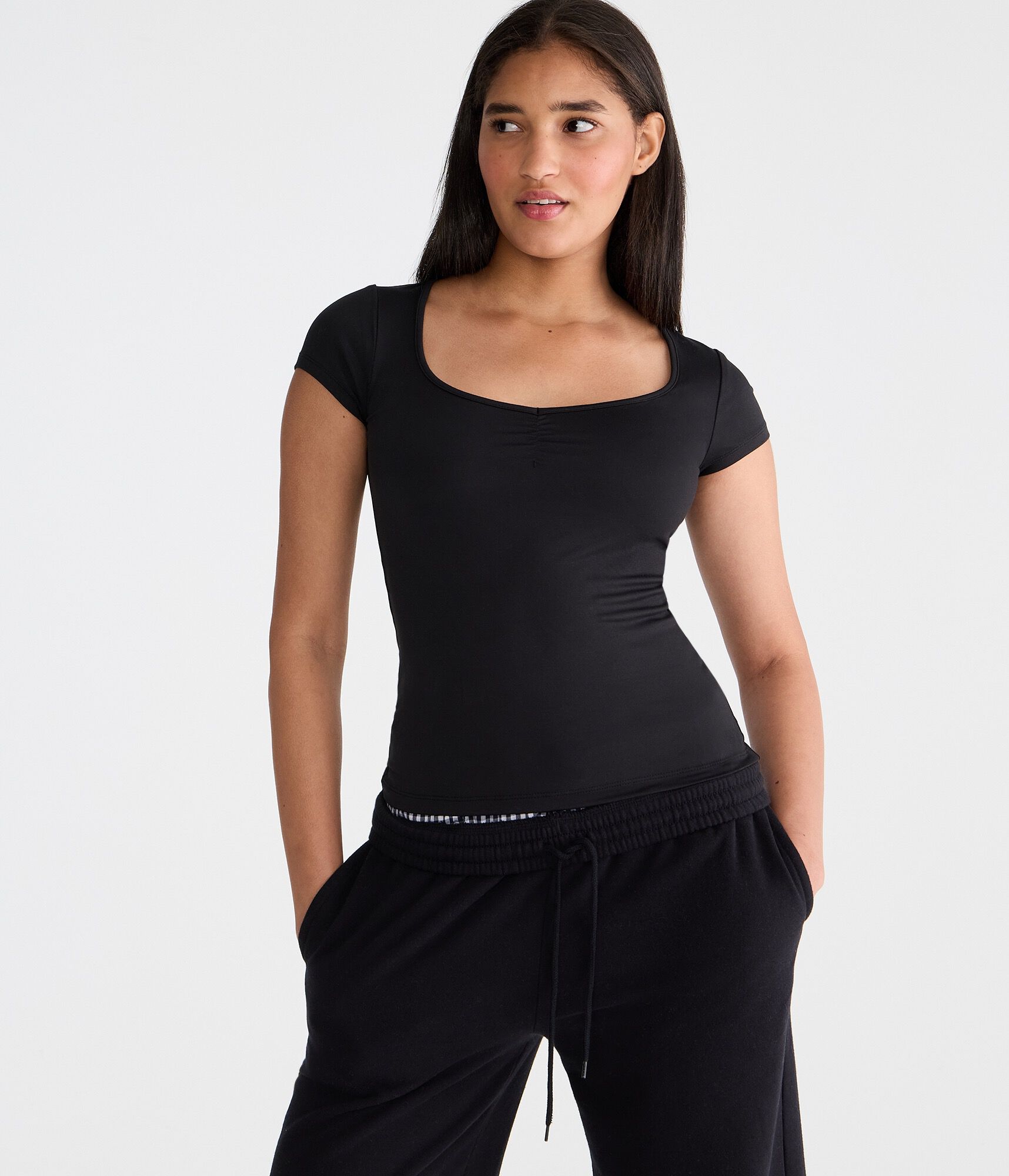 Buttery Soft Cinched Scoop-Neck Tee