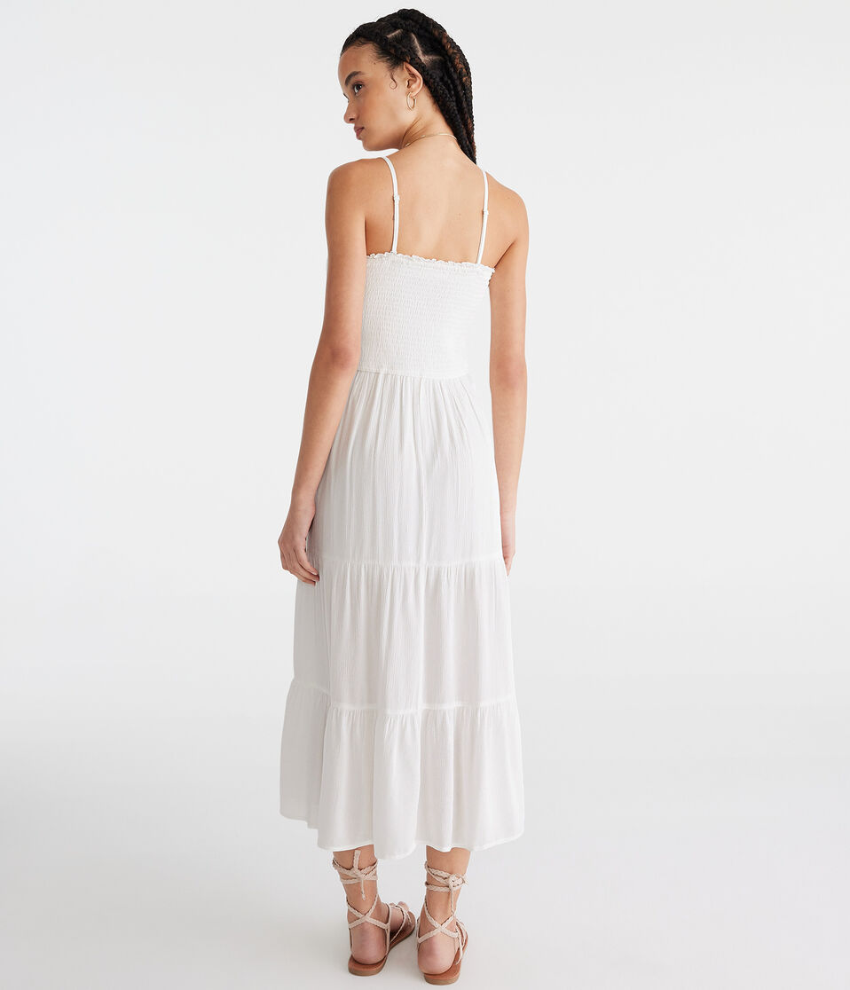 Solid Strapless Smocked Maxi Dress