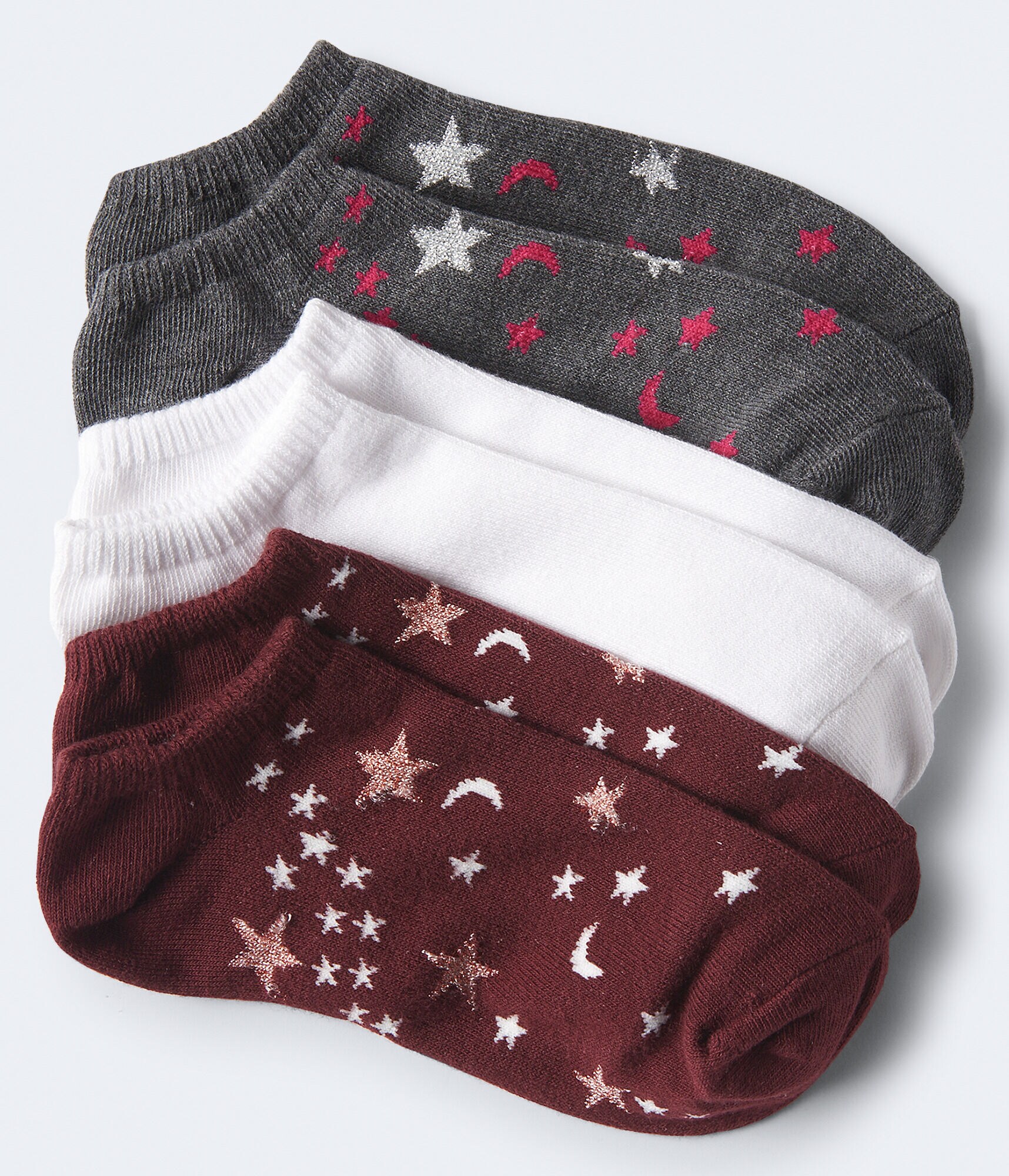 3-Pack Celestial Star &amp; Solid Ankle Socks
