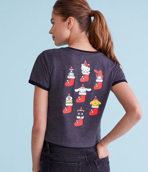 Hello Kitty Santa Ringer Baby Tee Hello Kitty Santa Ringer Baby Tee